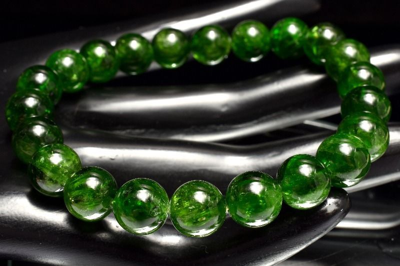 １点物 高品質 鮮やかグリーン ダイオプサイト 9 mm ブレスレット パワーストーン 天然石 _MC 2036