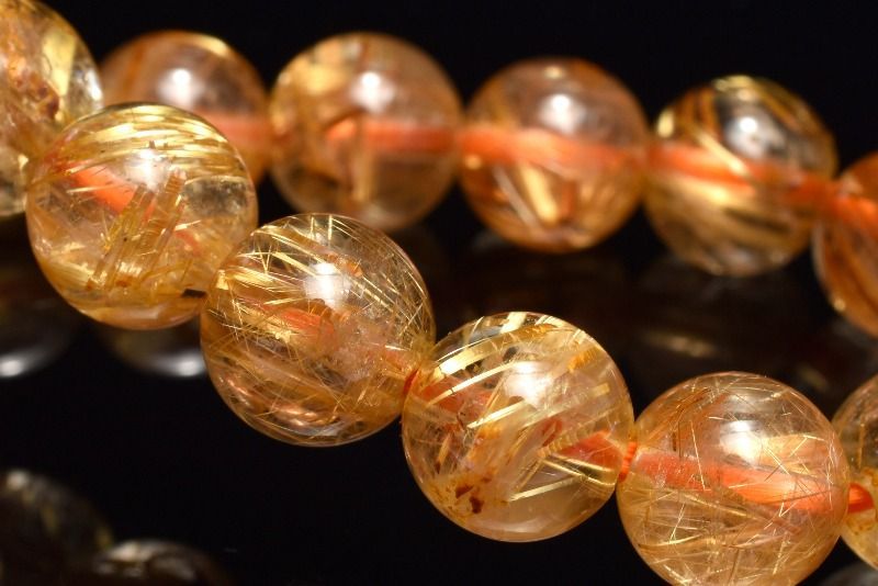 １点物 AAA 迫力金針 ゴールドタイチンルチルクォーツ 7.5 mm ブレスレット パワーストーン 天然石 _MC 2111