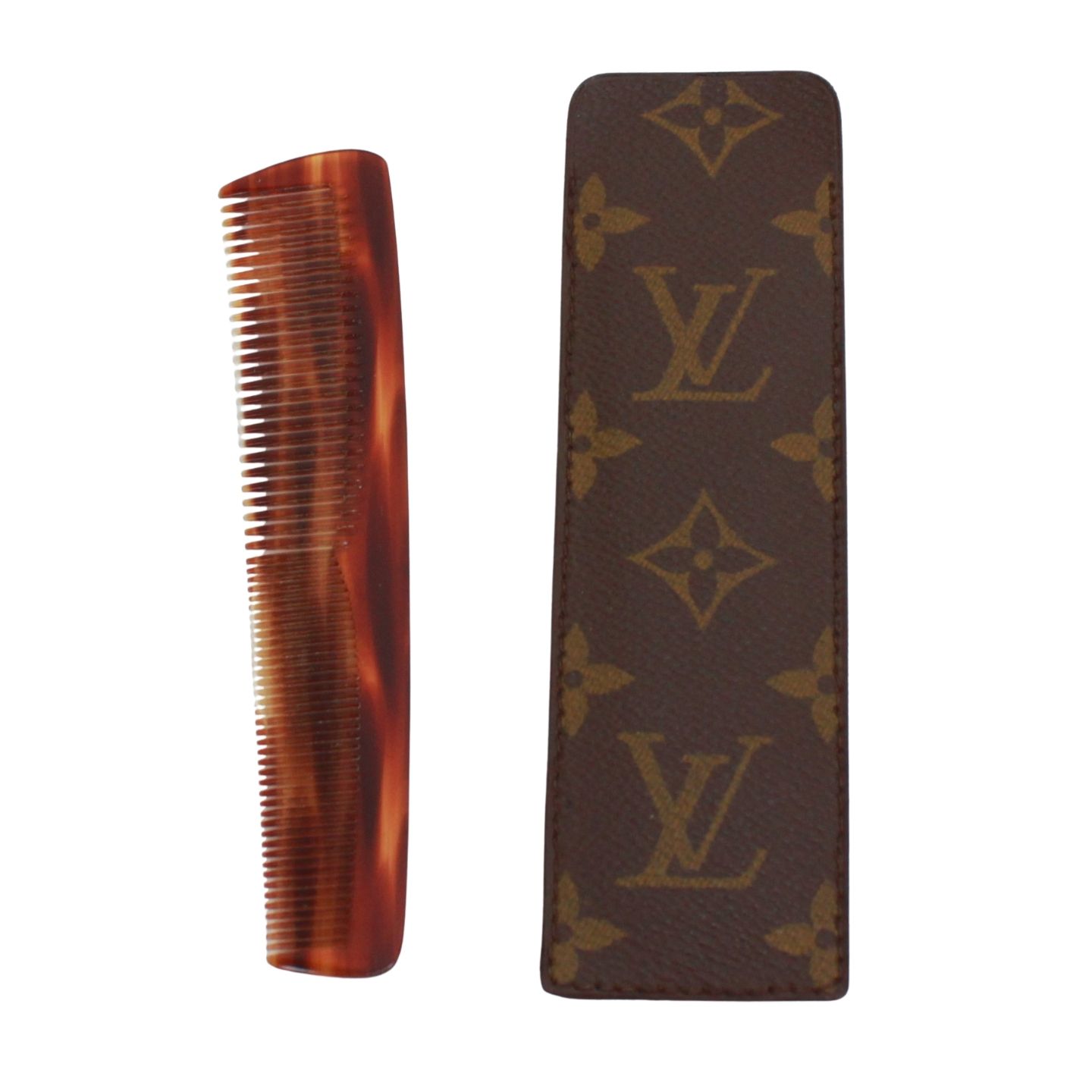 LOUIS VUITTON ルイ ヴィトン くし|コーム|ヘアブラシ|ケース付き その他小物 プラスチック|モノグラムキャンバス ブラウン レディース