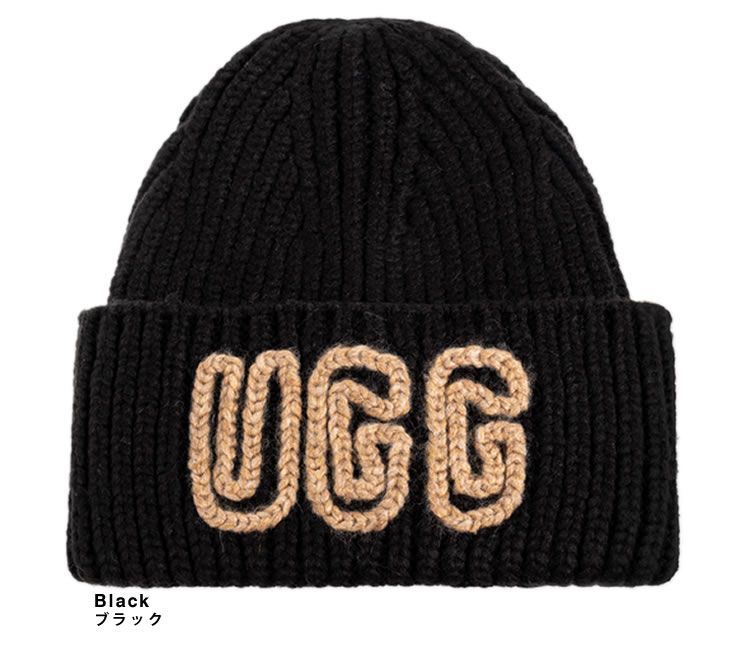 UGG 黒 ニット帽 GGロゴ付き！ 楽天市場】アグ UGG ニット帽