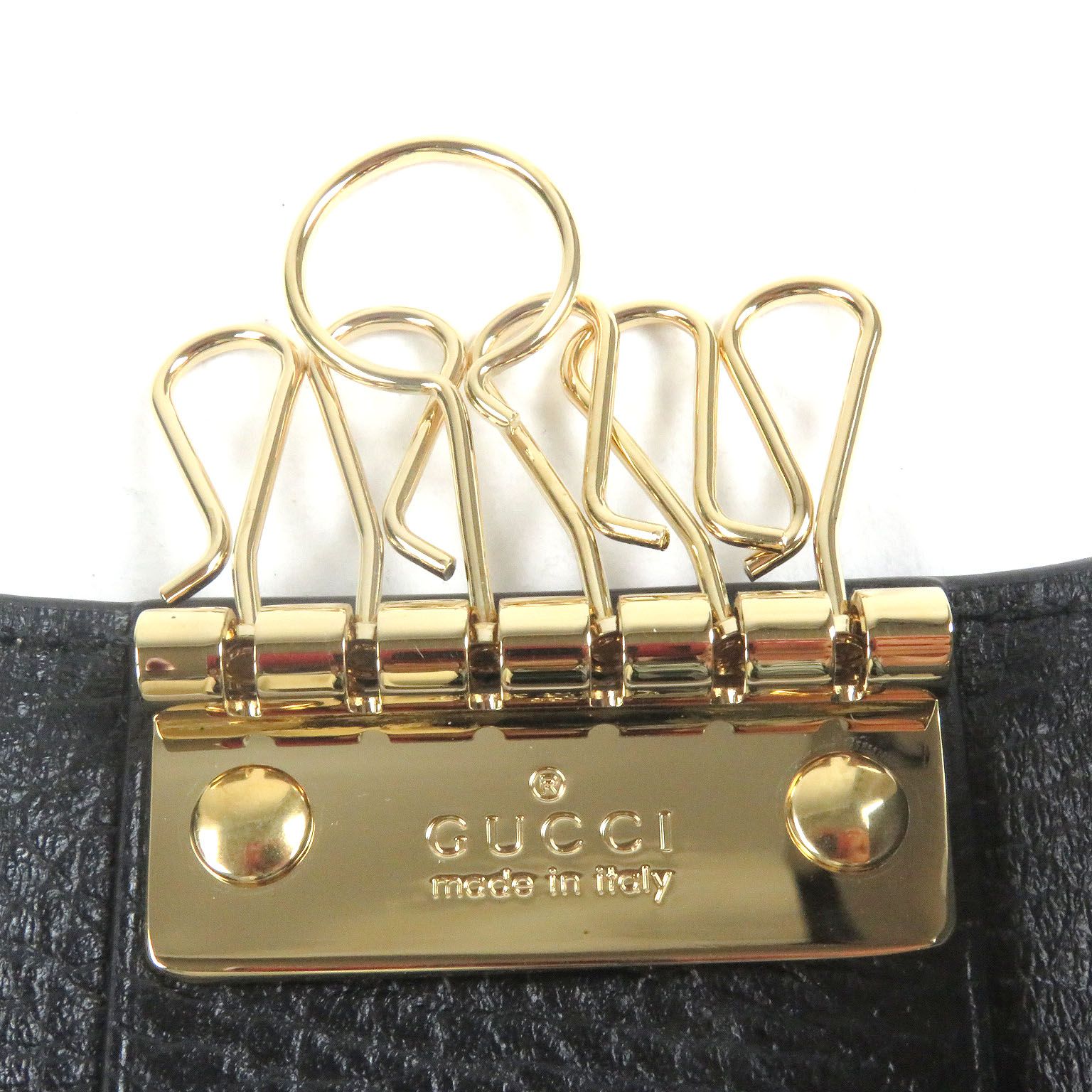 未使用品□GUCCI グッチ 456118 レザー GGスプリーム ダブルG ゴールド