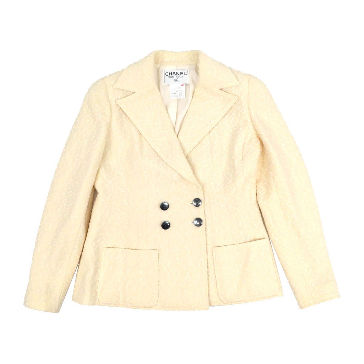 シャネル ココマーク ツイード ダブルブレスト ジャケット レディース アイボリー CHANEL アパレル 小物