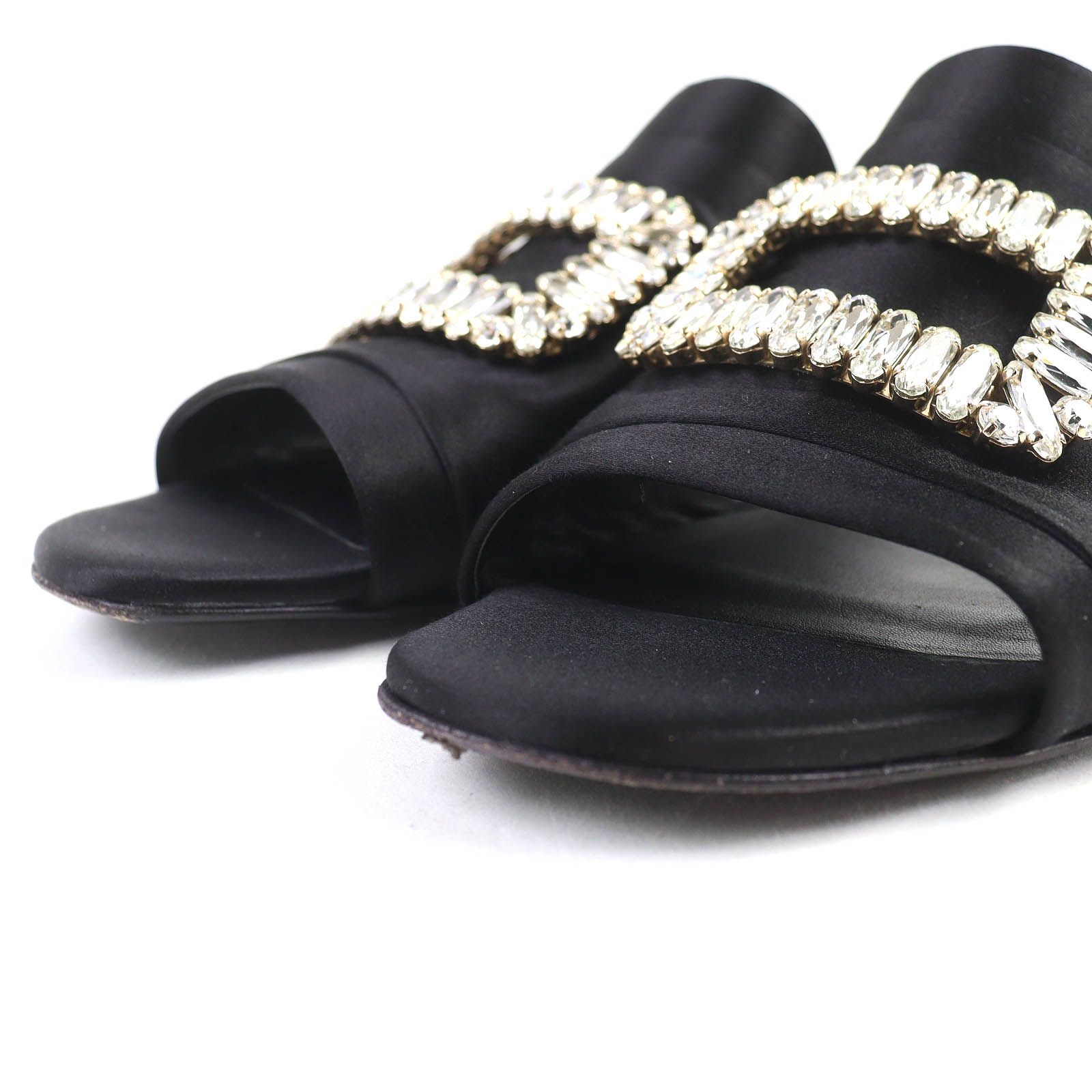 良品△ROGER VIVIER ロジェヴィヴィエ サテン ビジュー オープントゥ 