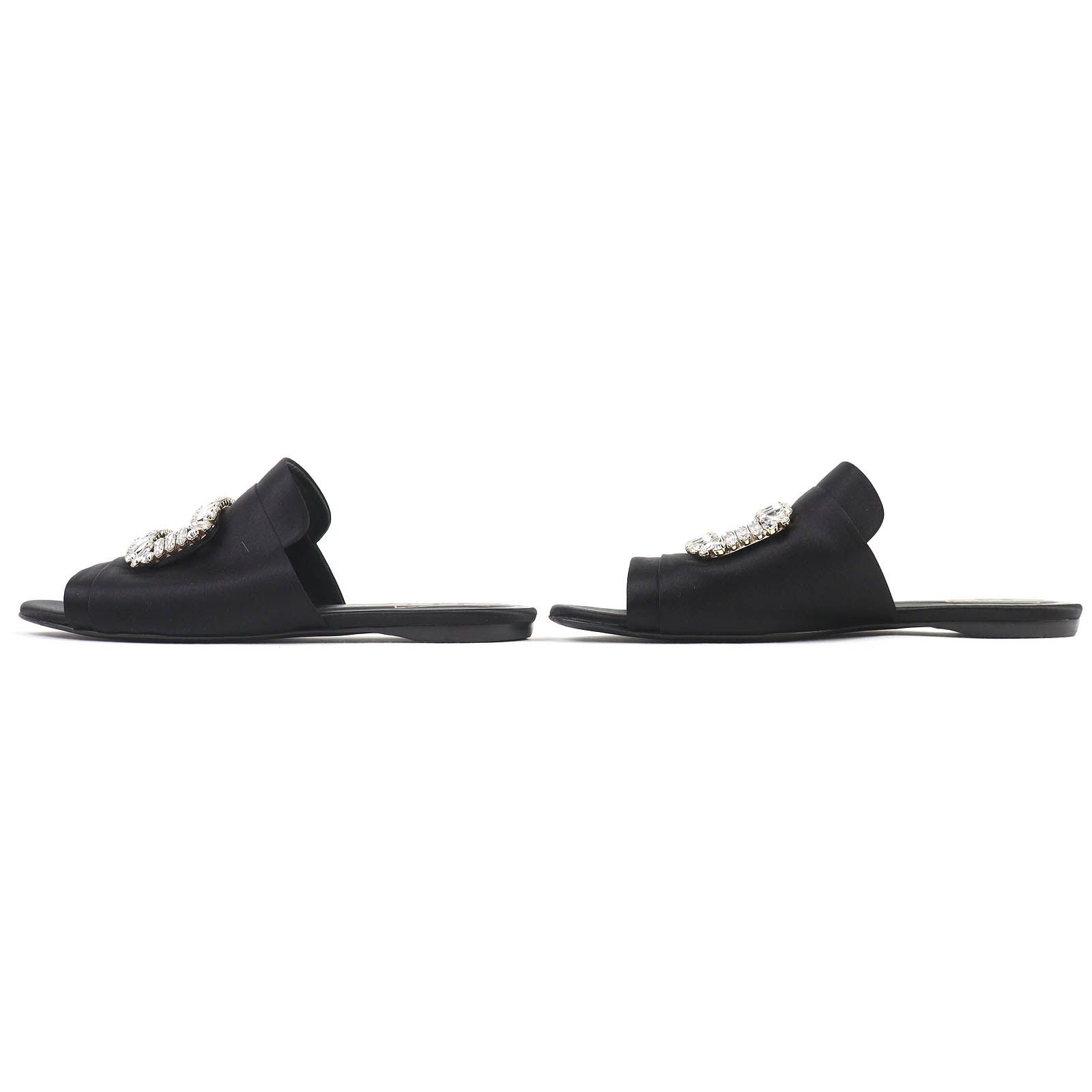 良品△ROGER VIVIER ロジェヴィヴィエ サテン ビジュー オープントゥ 