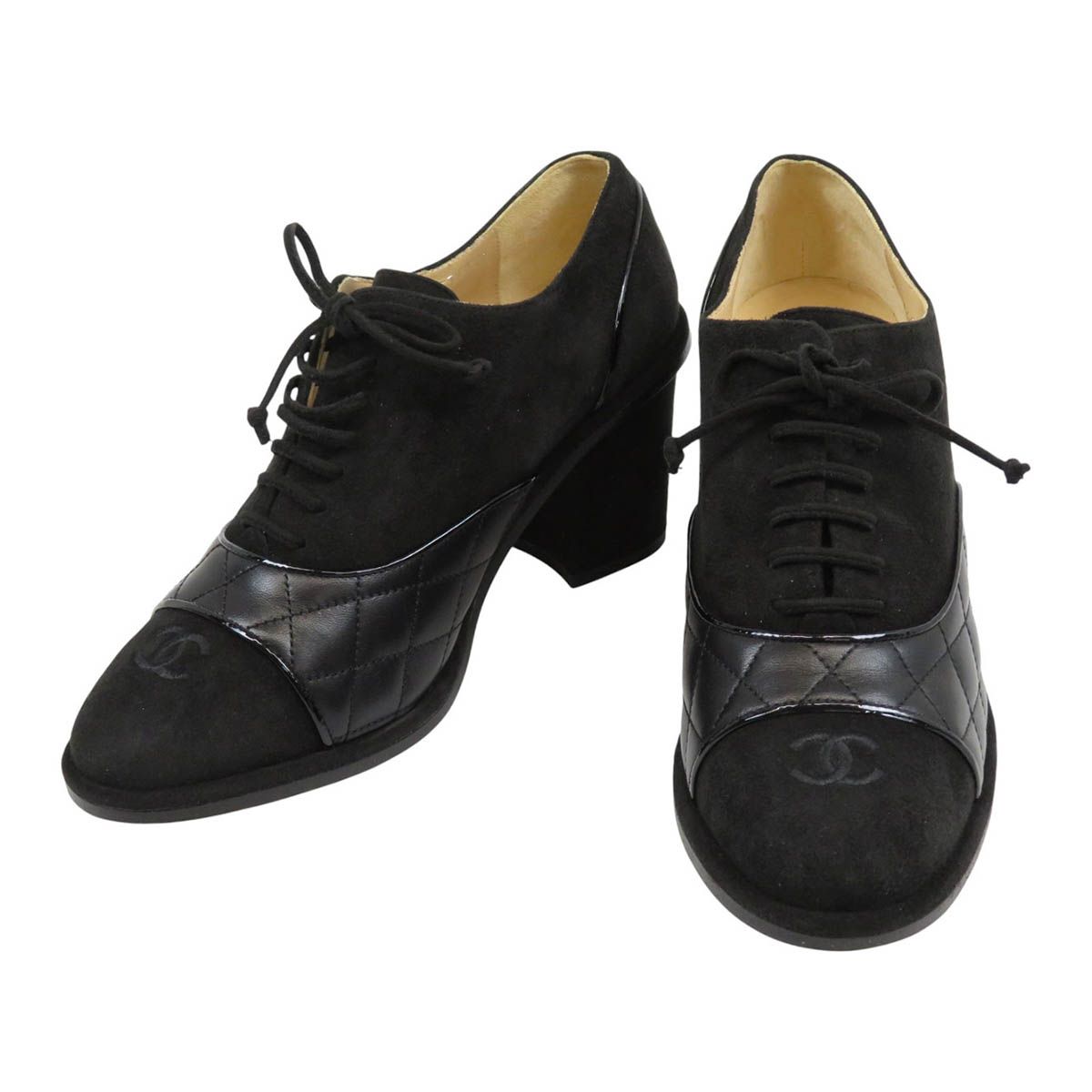 シャネル ココマーク スウェード レースアップ ブーティ G 34019 レディース ブラック CHANEL アパレル 小物