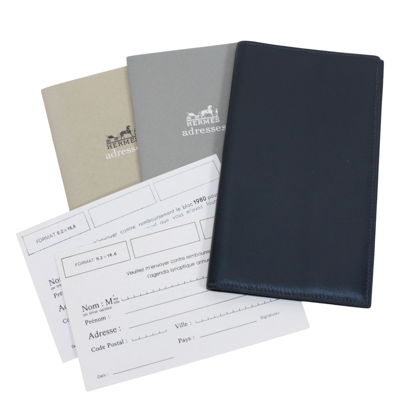 HERMES エルメス 手帳カバー レザー ネイビー H刻印 ユニセックス