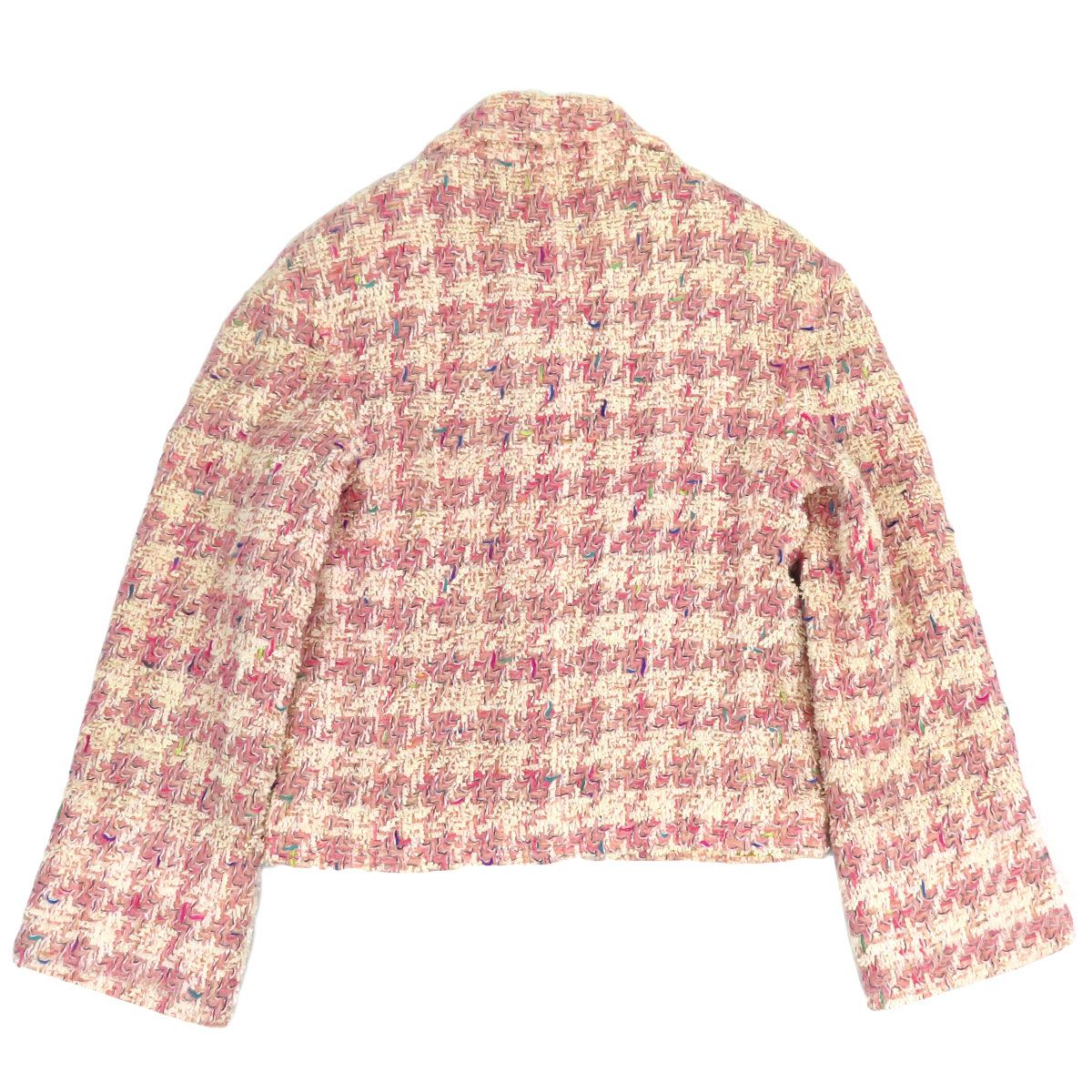 美品✨シャネル 96P ピンク ツイード ジャケット ココマーク チェーン 40 シャネル ココマーク 千鳥格子 ツイード ジャケット レディース ピンク