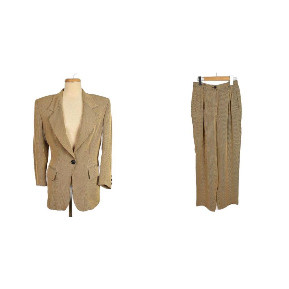 グッチ GUCCI セットアップ スーツ ジャケット パンツ ストライプ 40 ベージュ