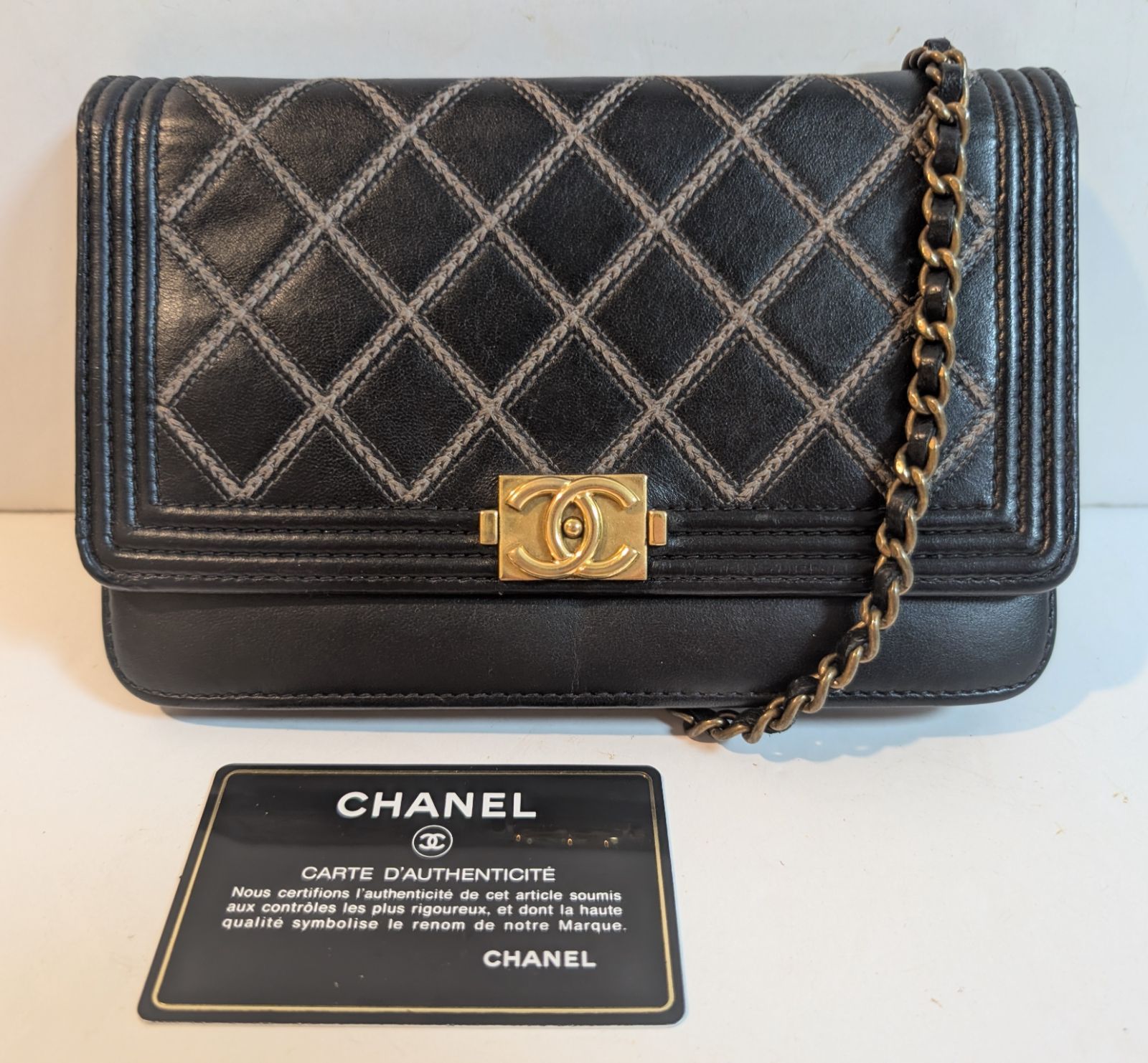 CHANEL シャネル ボーイシャネル チェーンショルダーウォレット シール カードあり