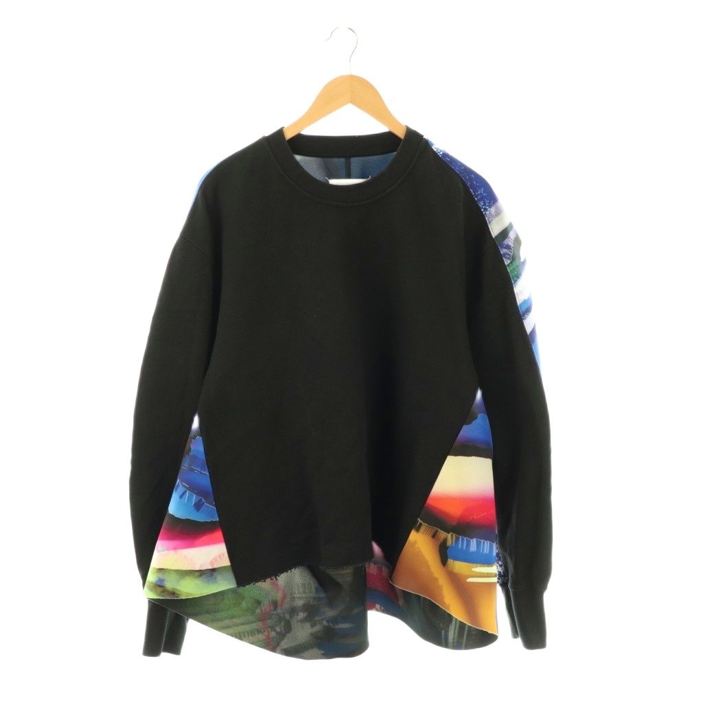 メゾンマルジェラ Maison Margiela オーバーサイズ スウェットシャツ トレーナー プルオーバー XS ブラック マルチカラー S29GU0030 /CX ■OS