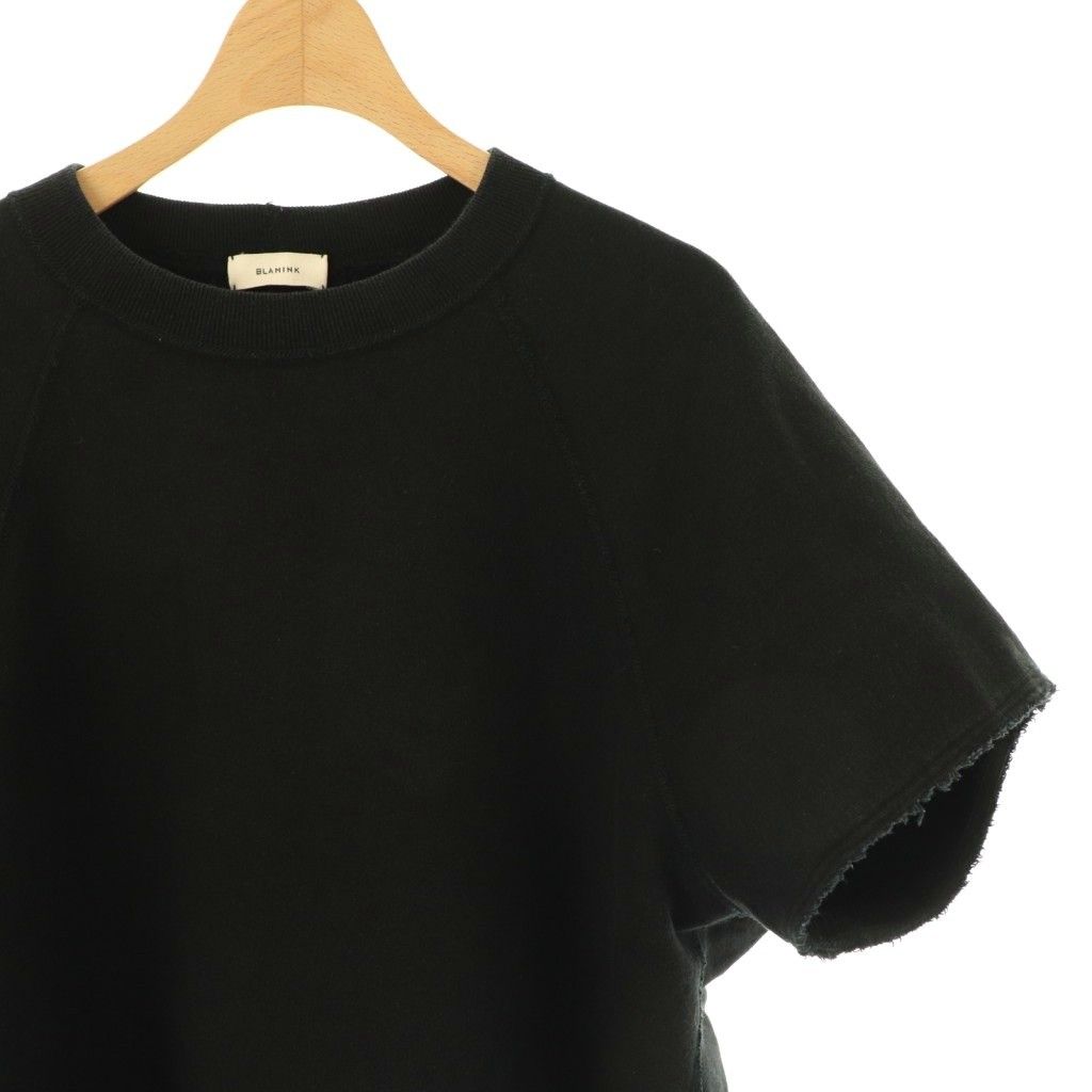 BLAMINK ブラック スウェット トレーナー サイズ1 ブラミンク BLAMINK 吊裏毛ロゴショートスリーブプルオーバー