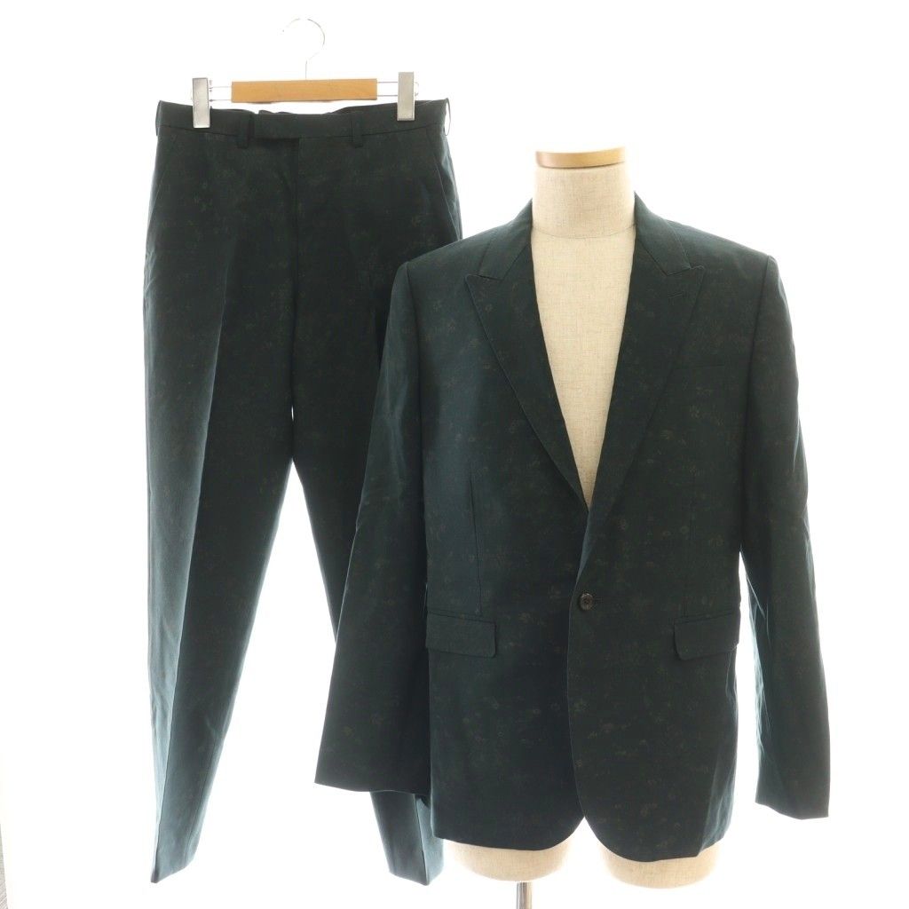 【中古】ラッドミュージシャン 1B総柄ジャケットパンツスーツ セット テーラード ダークグリーン グレー /CX ■OS ラッドミュージシャン LAD MUSICIAN 1B総柄ジャケットパンツスーツ