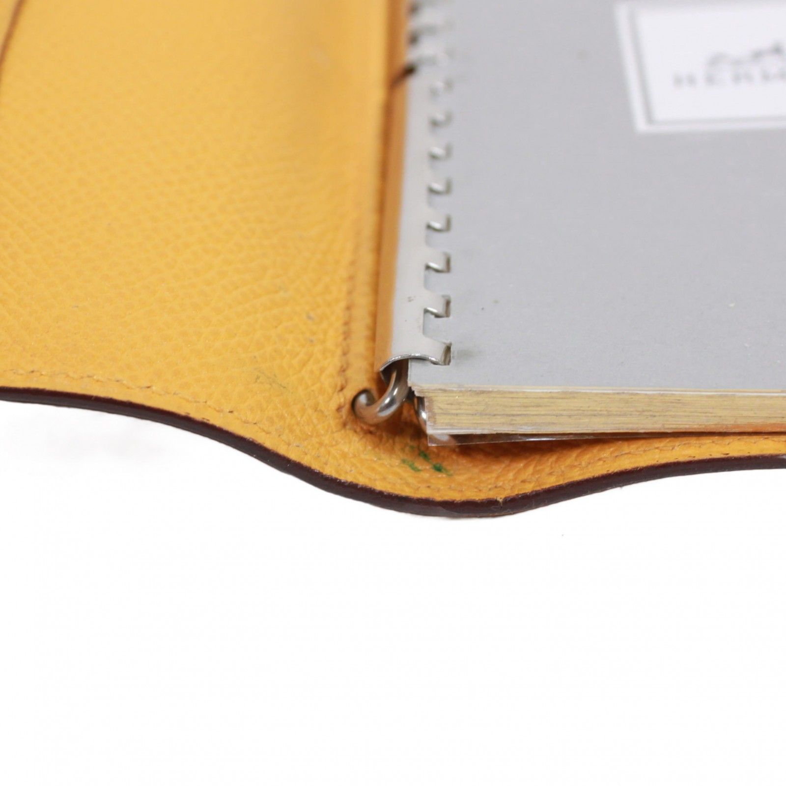  HERMES エルメス アジェンダGM 手帳カバー レザー ブラウン イエロー B刻印 ユニセックス 壁掛けカレンダー コンパス 手帳カバー 手帳 日記 家計簿