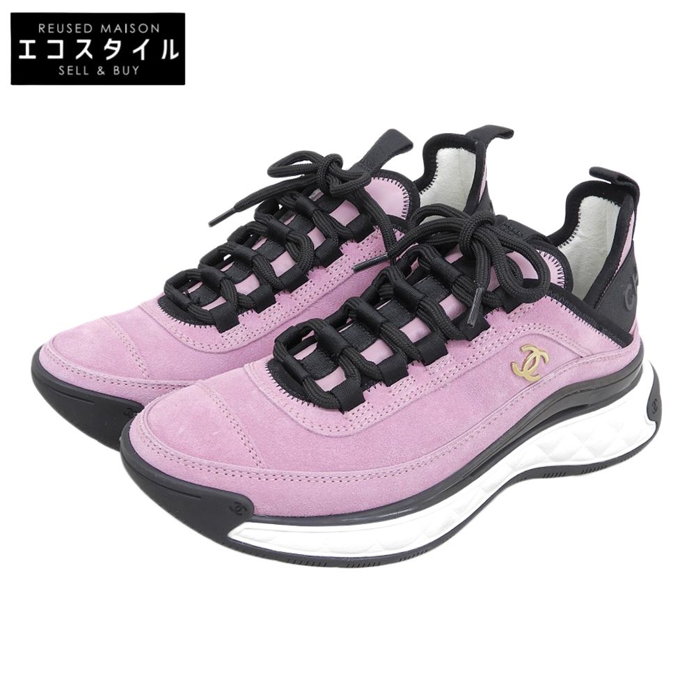 CHANEL シャネル ココマーク スニーカー シューズ レディース スエード ピンク 36 G 45331