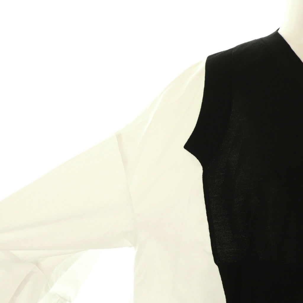 【中古】エンフォルド 25AW FAKE-LAYERED PULLOVER プルオーバー シャツ 長袖 38 ブラック ホワイト /DO ■OS エンフォルド ENFOLD 25AW FAKE-LAYERED PULLOVER プルオーバー シャツ