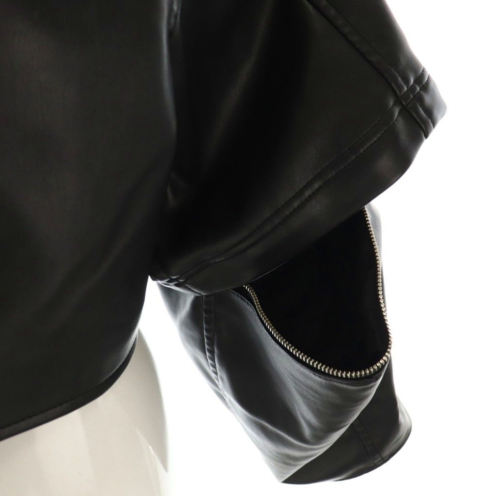 【中古】アメリヴィンテージ 23SS 2WAY FAKE LEATHER SHORT JACKET レザージャケット ショート 総裏地 F ブラック アメリヴィンテージ Ameri VINTAGE 23SS 2WAY FAKE LEATHER SHORT