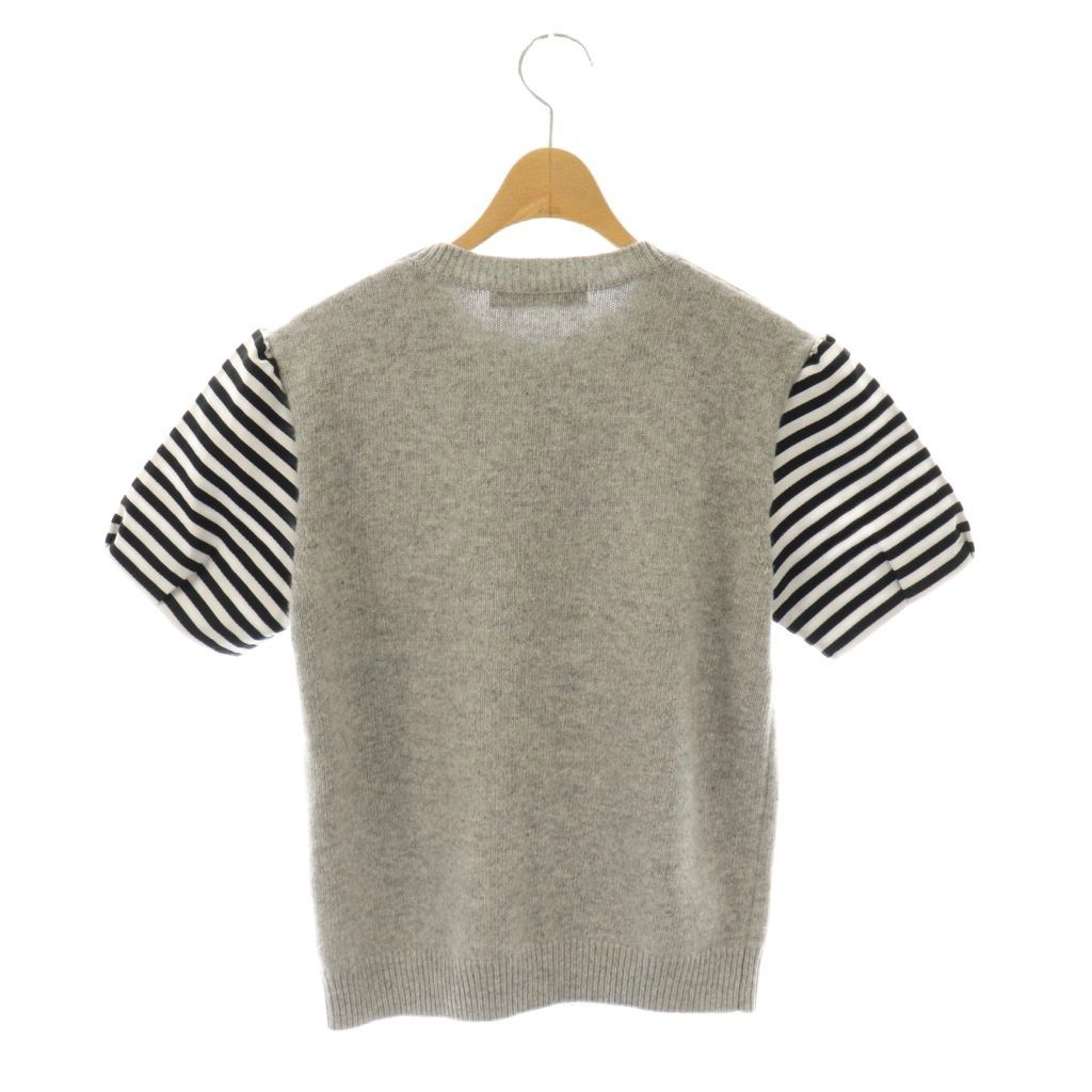 ボーダーズアットバルコニー BORDERS at BALCONY 24AW BORDER SLEEVE SWEATER セーター ニット 半袖 ボーダー ウール カシミヤ混 36 グレー 黒 白 BD2421-1C-30 /NR ■OS