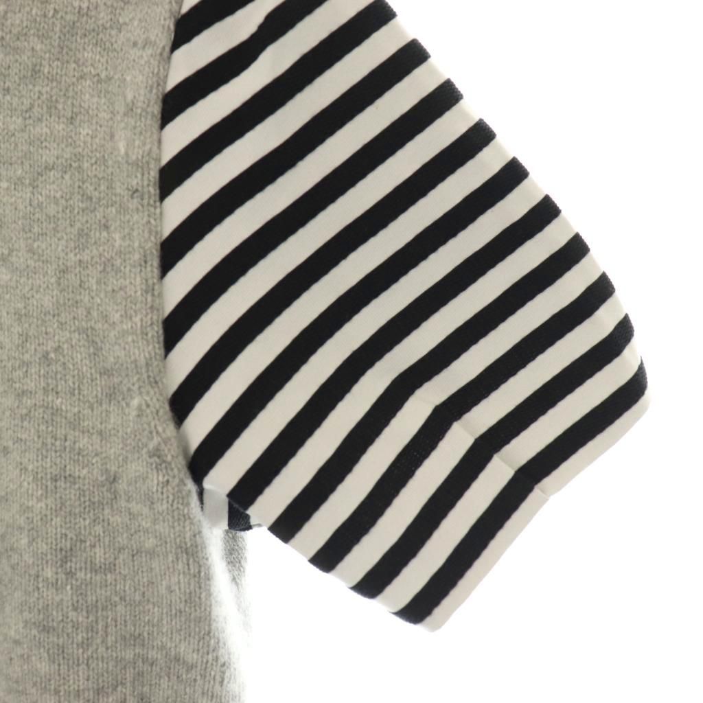 ボーダーズアットバルコニー BORDERS at BALCONY 24AW BORDER SLEEVE SWEATER セーター ニット 半袖 ボーダー ウール カシミヤ混 36 グレー 黒 白 BD2421-1C-30 /NR ■OS