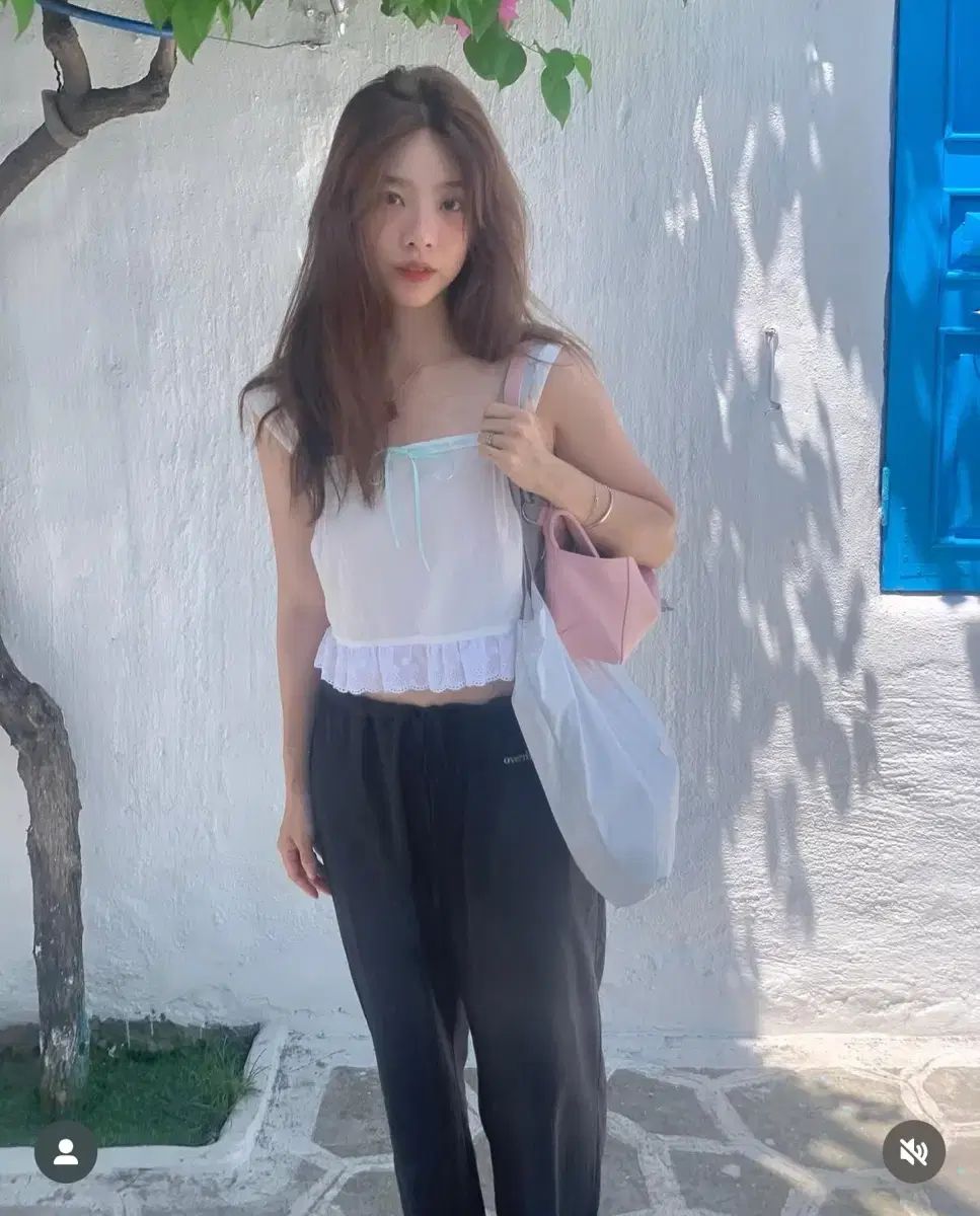 オーバーデューフ シアーパンツ ブラック リー リボン 밴딩 スーリン コットンパンツ トレーナー