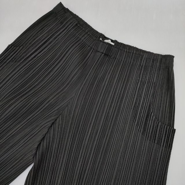 PLEATS PLEASE 裾フリンジ　ワイドパンツ　ブラック　サイズ　4 PLEATS PLEASE ISSEY MIYAKE PP91-JF404 プリーツ ワイド パンツ