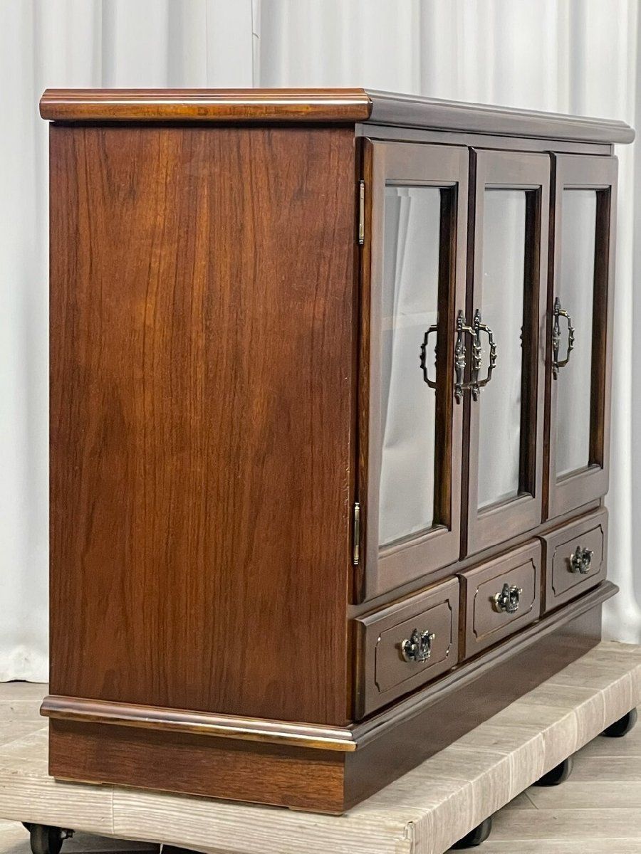 GV30 カリモク コロニアル サイドボード 飾り棚 ガラス キャビネット