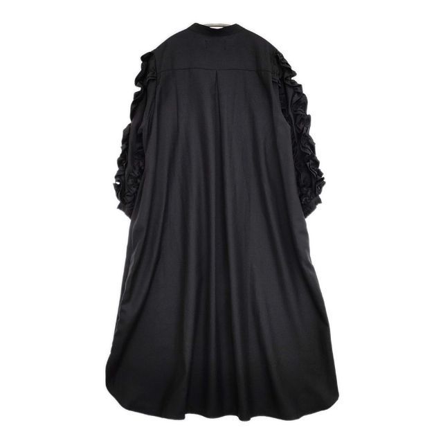ラッフルバルーンスリーブ ツイルブラウスドレス 定価28380円 H 323161 ワンピース ブラック レディース ヘレンチア 5 1124 M∞