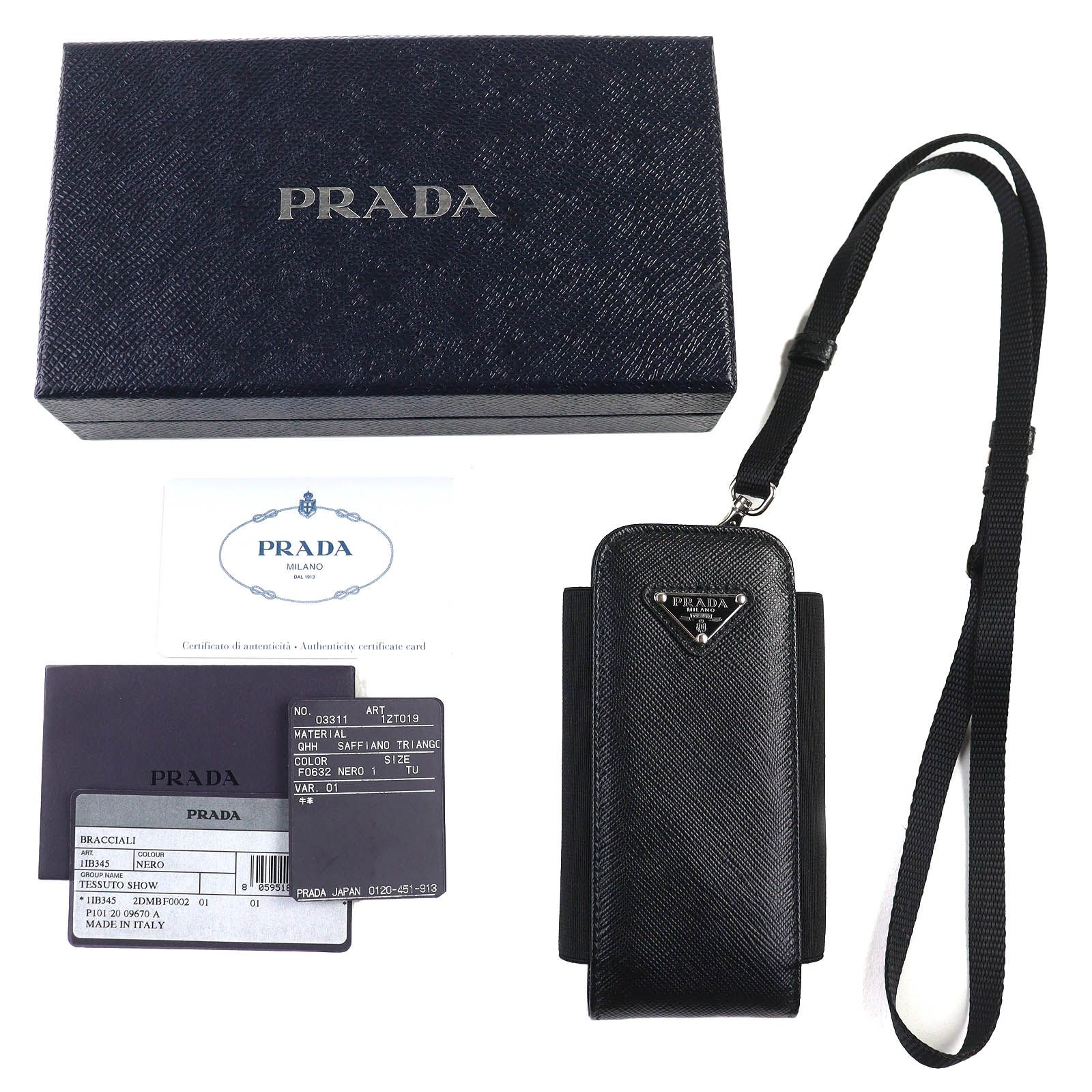 極美品△PRADA プラダ 1ZT019 サフィアーノレザー トライアングルロゴ