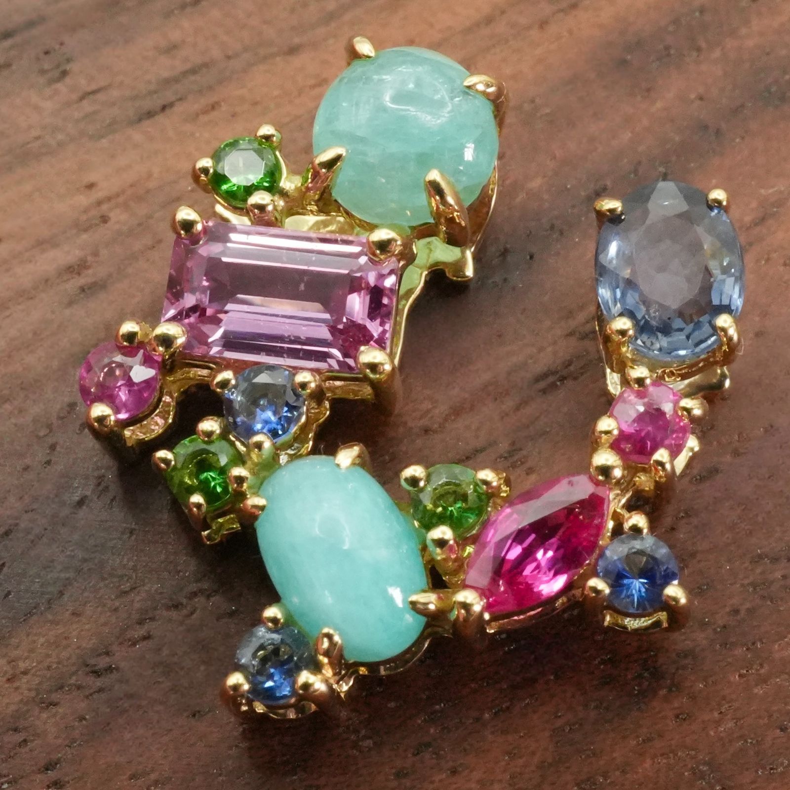  GSTV パライバ×ストーン 馬蹄 K 18 ネックレストップ 25-2564 S チャーム アクセサリー