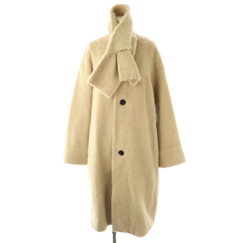 【中古】ギャルリーヴィー トゥモローランド ボアストールウールボアコート ノーカラーコート 36 ベージュ ギャルリーヴィー GALERIE VIE トゥモローランド ボアストールウール