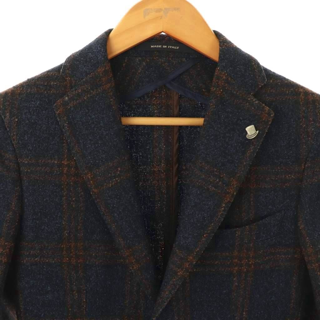 タリアトーレ TAGLIATORE チェック柄背抜き2B テーラードジャケット 42