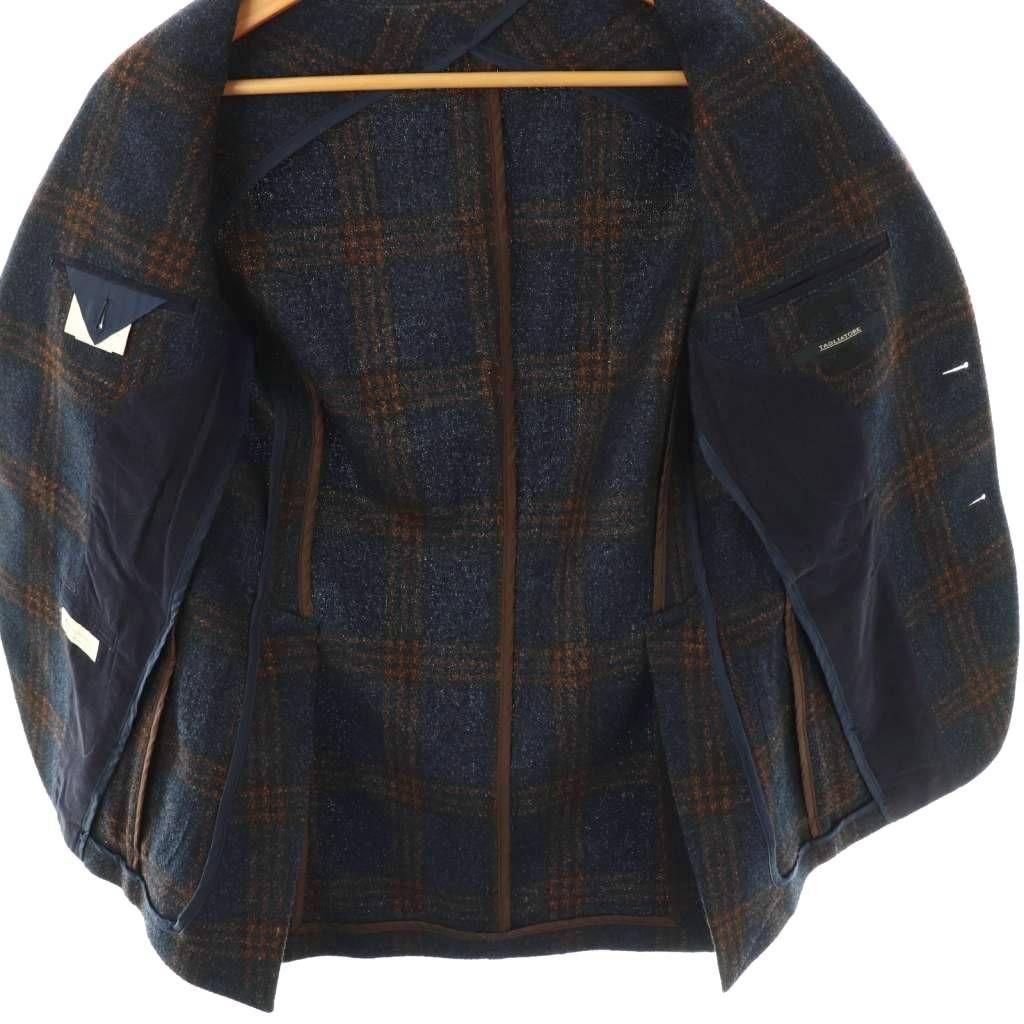 【美品】タリアトーレ テーラードジャケット ベスト セット ネイビー チェック セール】 【セットアップ可】ネイビーグレンチェックSET UPジャケット