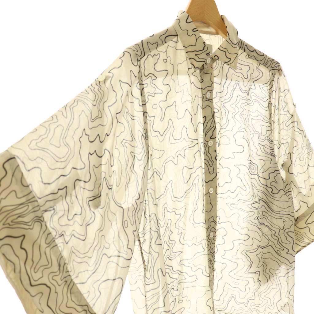 【中古】ハイク HYKE 241-15219 CONTOUR LINE BELL-SLEEVE SHIRT 半袖シャツ 1 グレージュ ブラック /ES ■OS ハイク HYKE 241-15219 CONTOUR LINE BELL-SLEEVE SHIRT 半袖シャツ 1