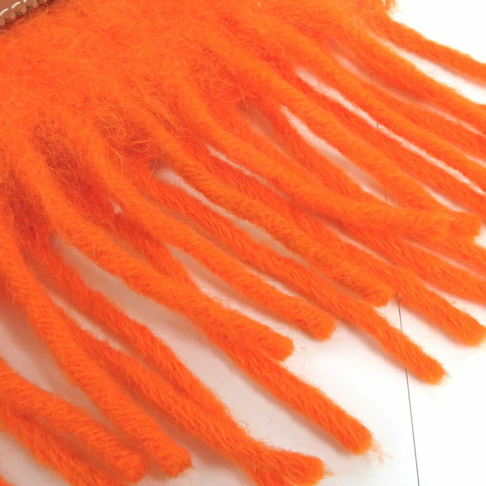 名古屋】ロエベ マフラー オレンジ モヘヤ ウール フリンジ レザータグ