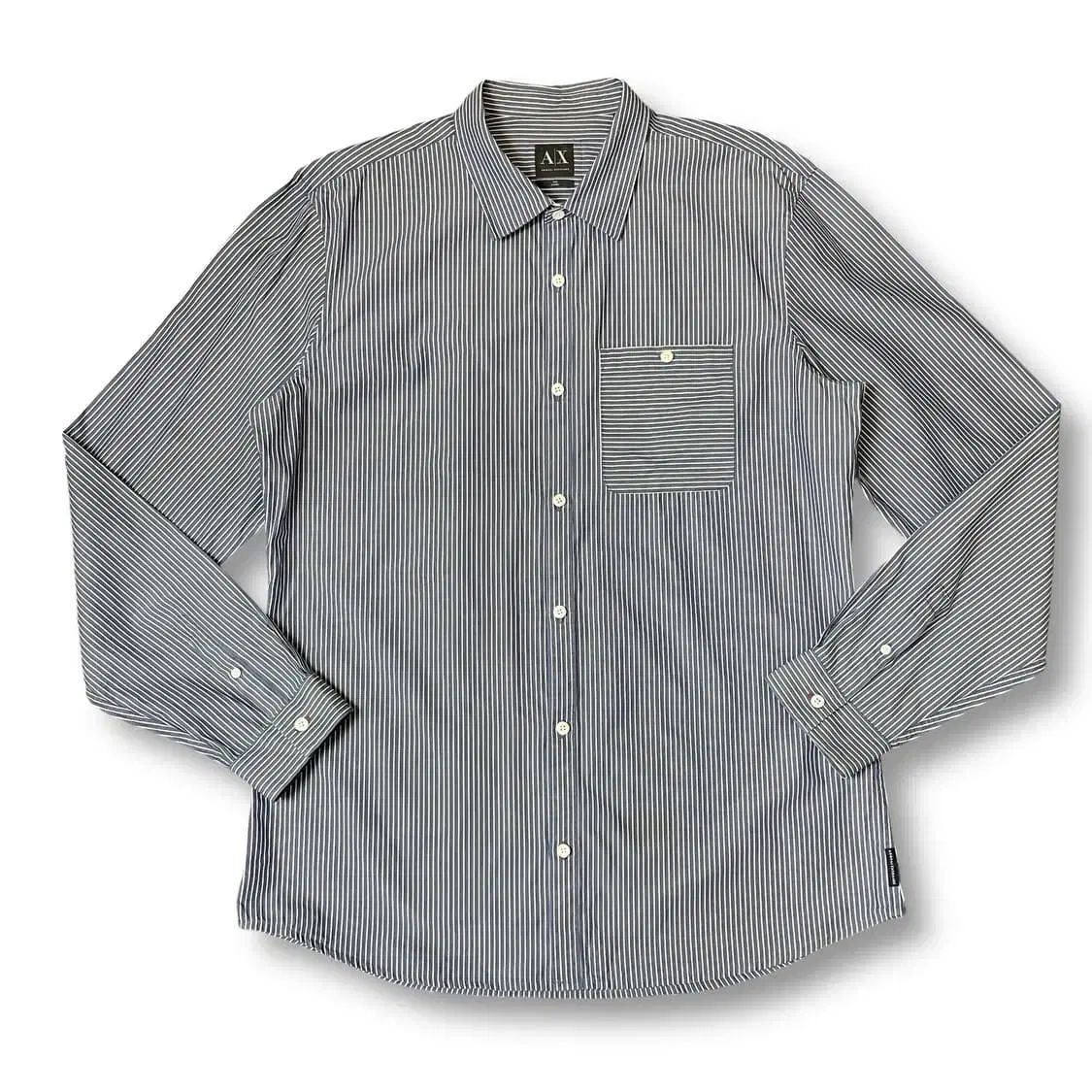 アルマーニ エクスチェンジ ストライプ スリム ワンポケット 長袖