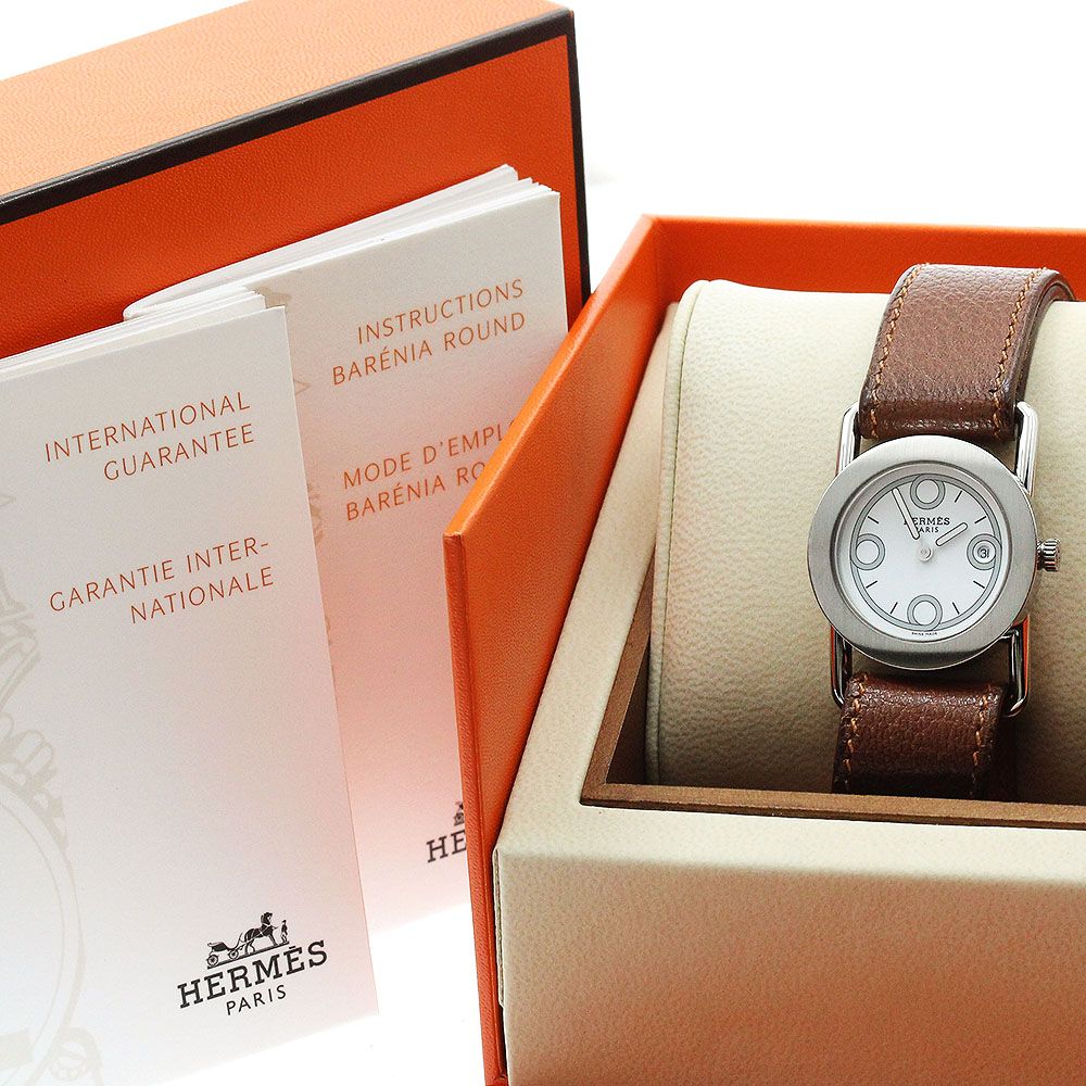 エルメス HERMES BR 1.210 バレニア ロンド デイト クォーツ レディース内箱 保証書付き_916781