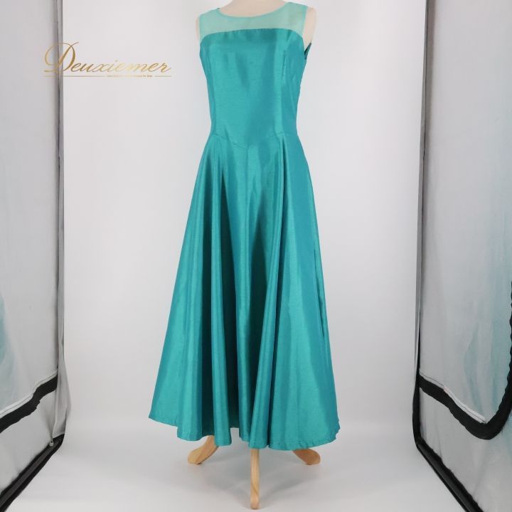 【美品 日本製 フラダンス衣装】ブルー MermaidLine MMJ ドレス フラダンス 衣装 ワンピース ドレス マーメイドライン エムエムジェイ