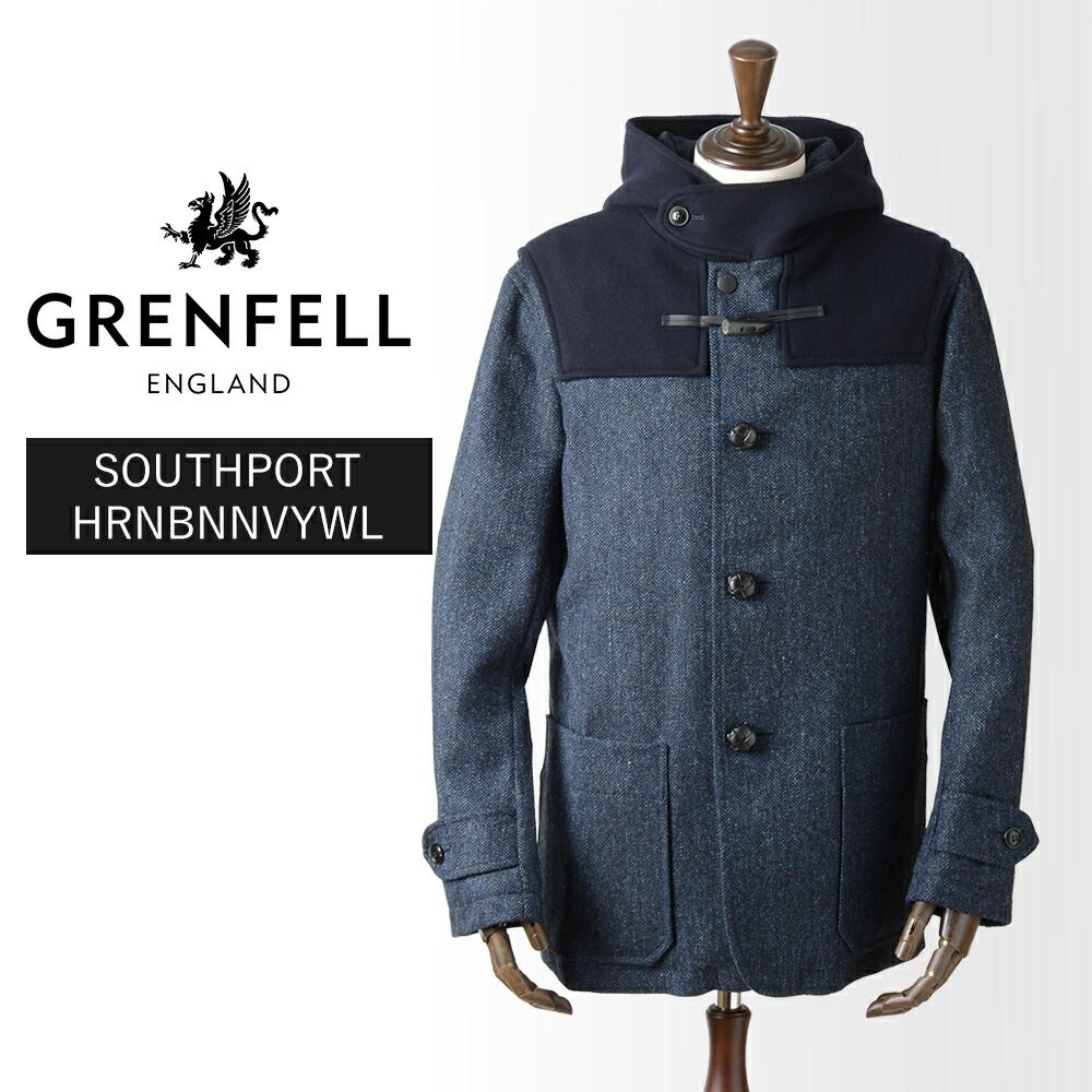 40%OFF/定価121,000円】グレンフェル 新品 ヘリンボーンコート フード