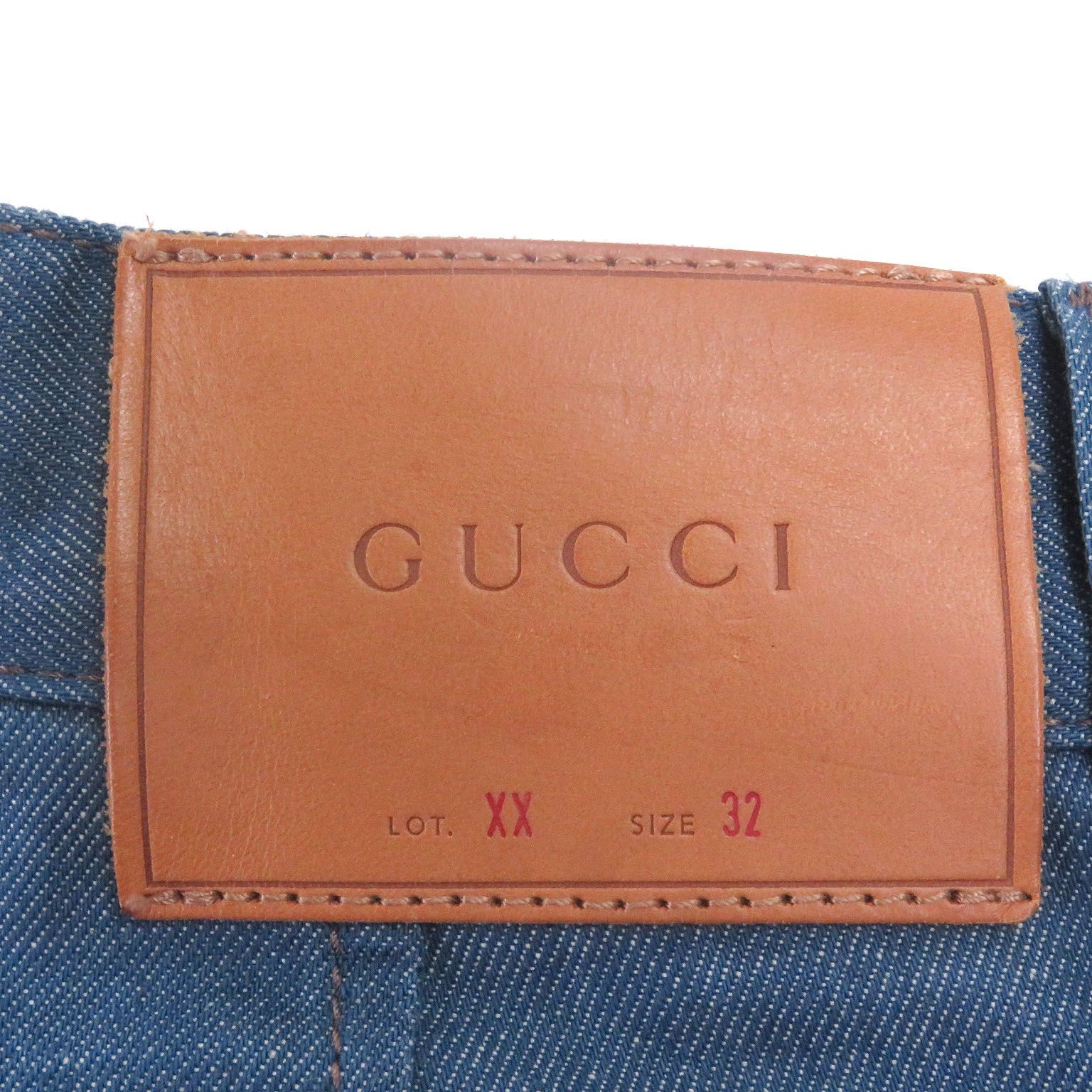 美品□GUCCI グッチ 418308 ロゴレザーパッチ サイドウェブライン ショートパンツ インディゴブルー 32 イタリア製 正規品 メンズ 美品□GUCCI グッチ 418308 ロゴレザーパッチ サイドウェブライン