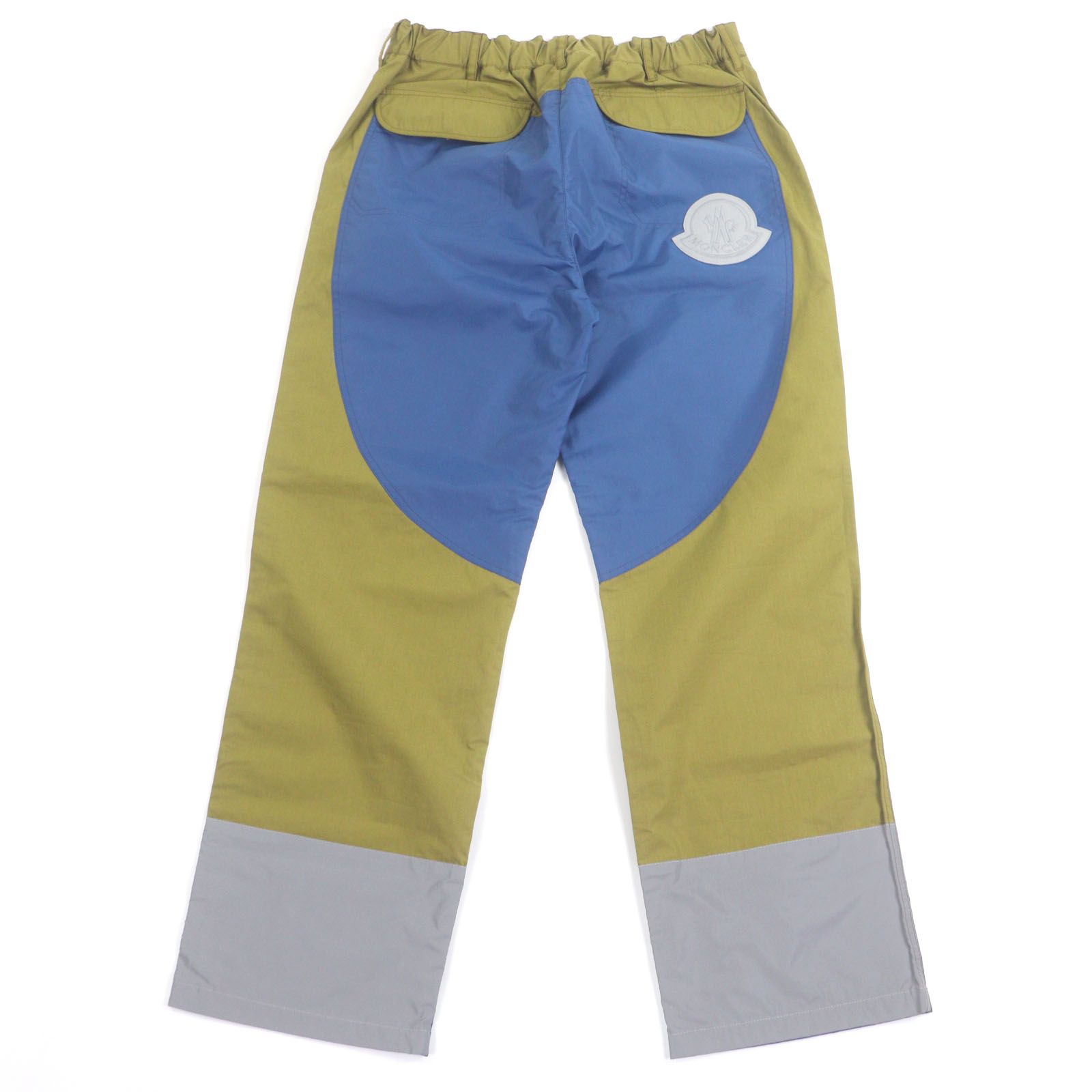 MONCLER GENIUS 2 モンクレール ジーニアス ナイロン切り替え デカロゴワッペン パンツ グリーン ブルー 50 メンズ