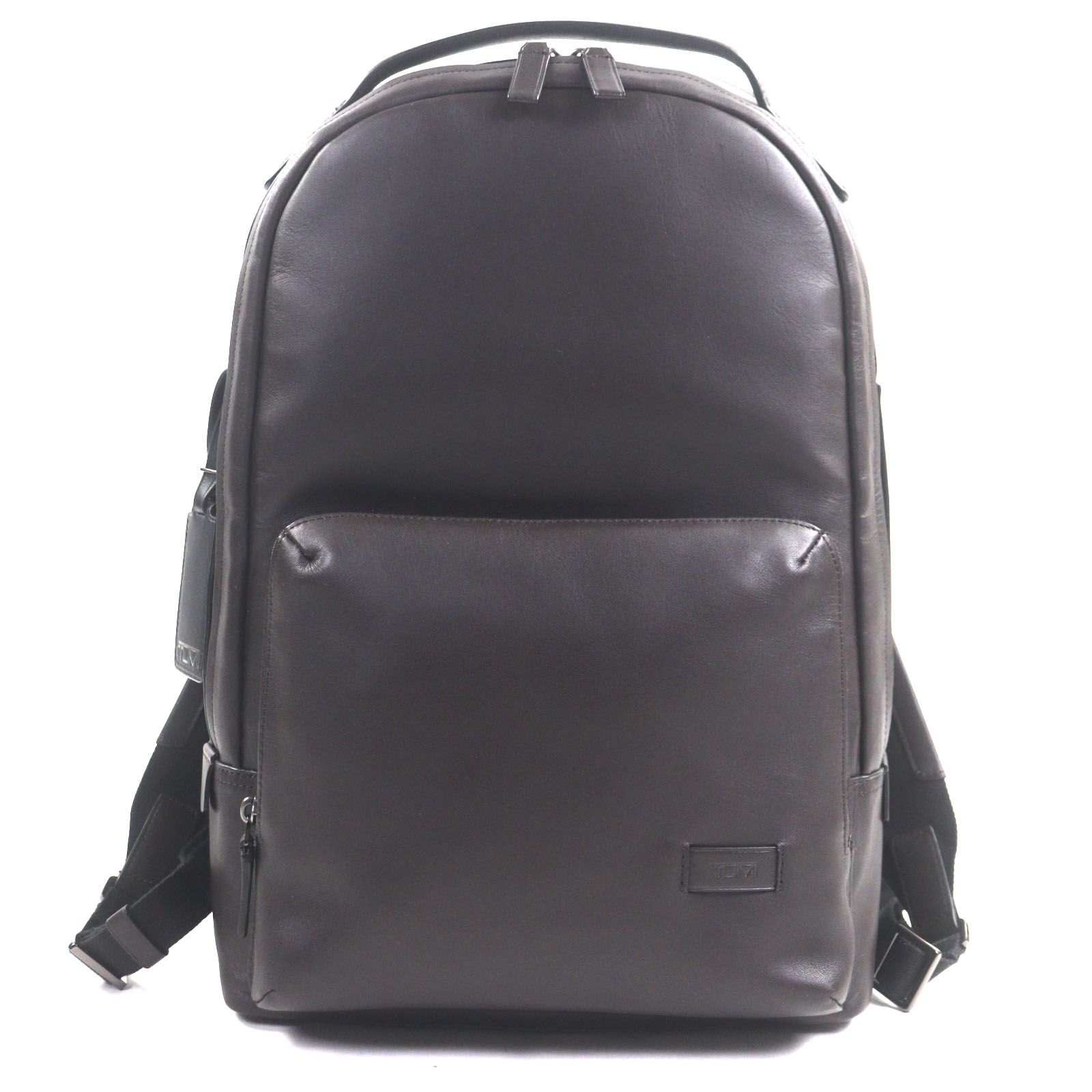 TUMI トゥミ 63023 B Harrison Webster Backpack ハリソン ウェブスター バックパック レザー ロゴ刻印 リュック デイパック ダークブラウン 保存袋付き メンズ