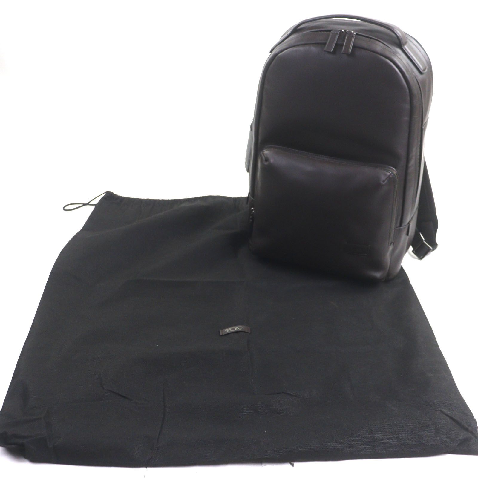 TUMI トゥミ 63023 B Harrison Webster Backpack ハリソン ウェブスター バックパック レザー ロゴ刻印 リュック デイパック ダークブラウン 保存袋付き メンズ