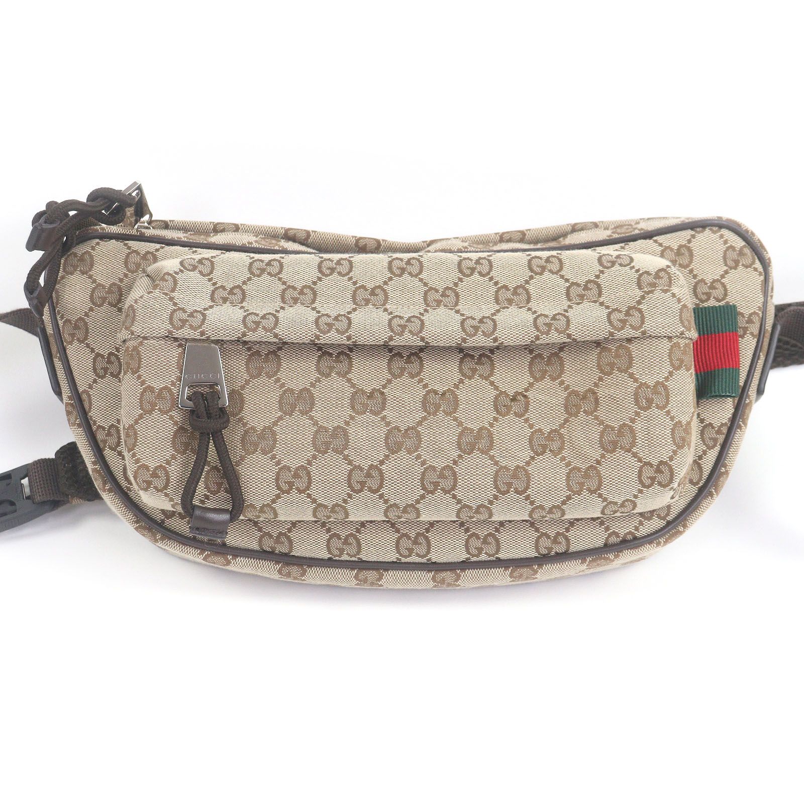 GUCCI グッチ 802096 GGキャンバス ラージ スリングバッグ 一部レザー使い ウェブライン ボディバッグ ベージュ 保存袋付き メンズ 定価275 000円