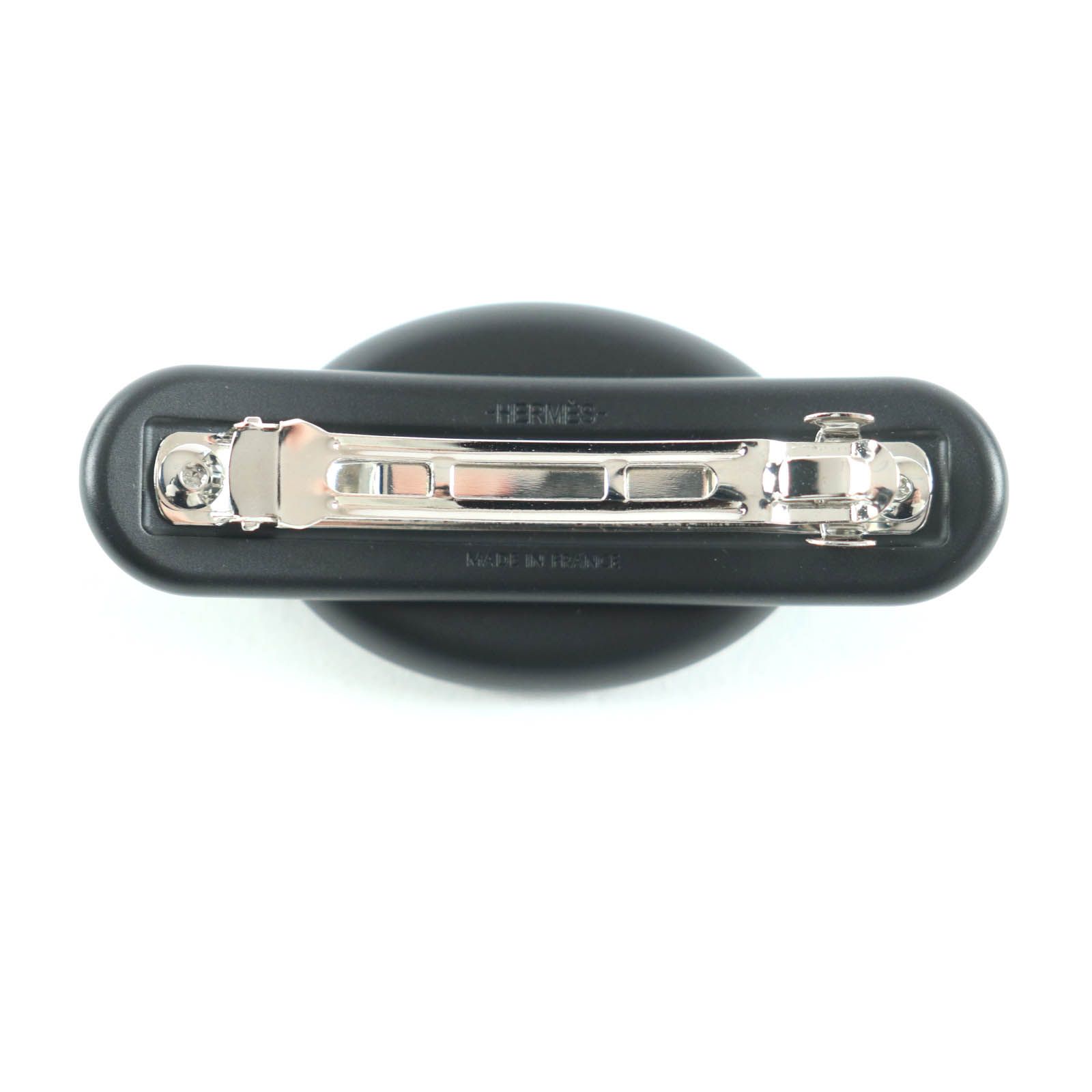 HERMES エルメス バレッタ トリ マイヨン PM シェーヌダンクル ヘア マットブラック フランス製 レディース