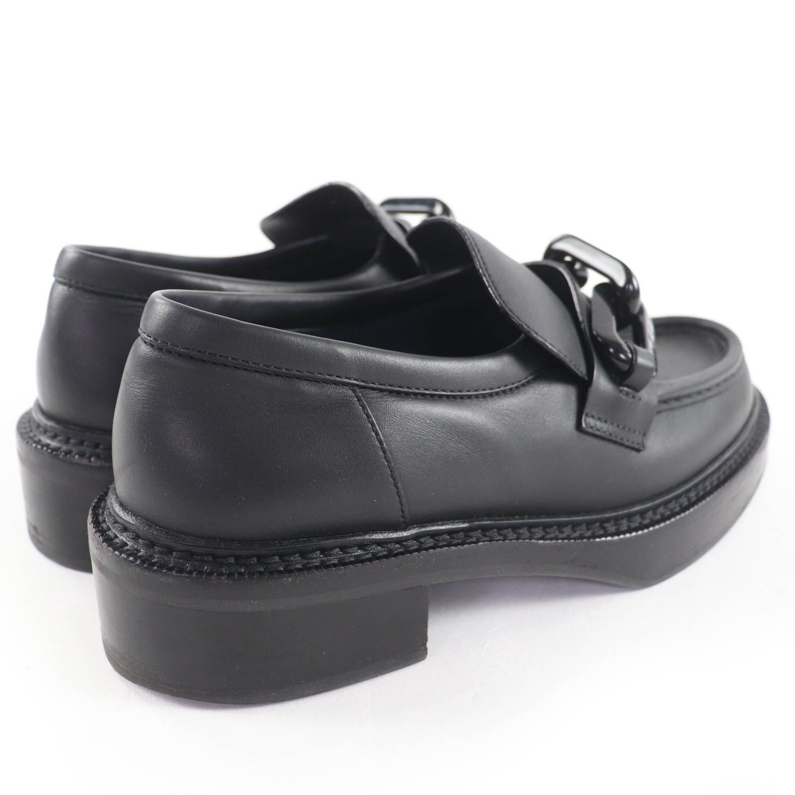 ドンドン見直し LOUIS VUITTON ルイヴィトン アカデミー ライン LVロゴ レザー ローファー ブラック 39 イタリア製 レディース