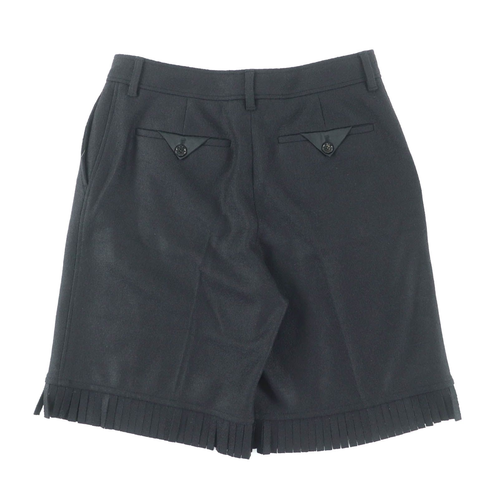 バーバリー 8046913 バージンウール100％ ティッシ期 センタープレス フリンジ ショートパンツ ブラック 40 イタリア製 レディース