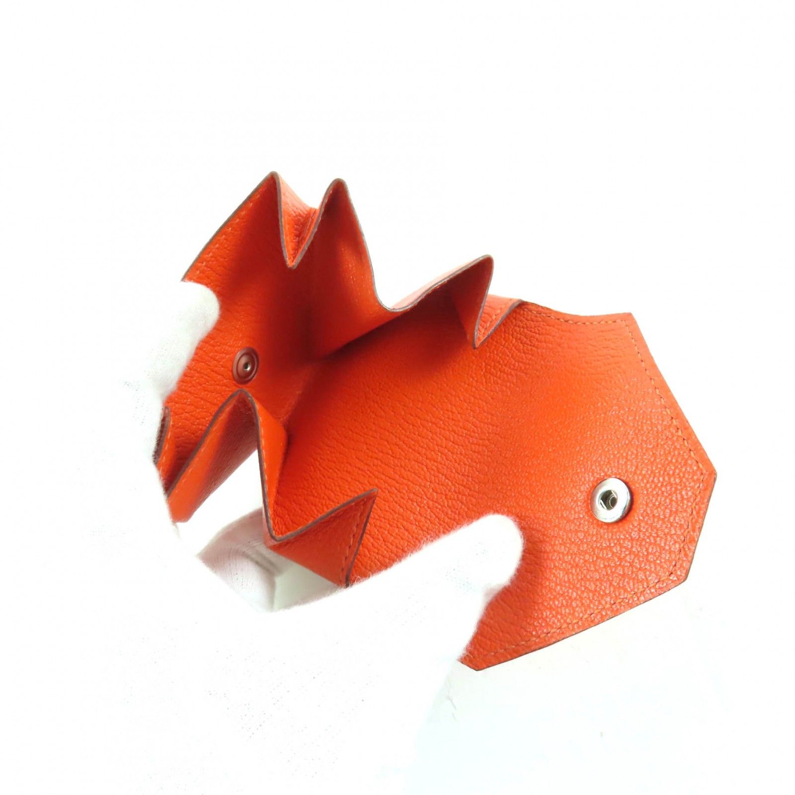 美品★HERMES エルメス ルヴァンキャトル 24 オレンジ シェーブル シルバー金具 セリエボタン ケース □H刻印 仏製 レディース 美品☆HERMES エルメス ルヴァンキャトル 24 オレンジ シェーブル