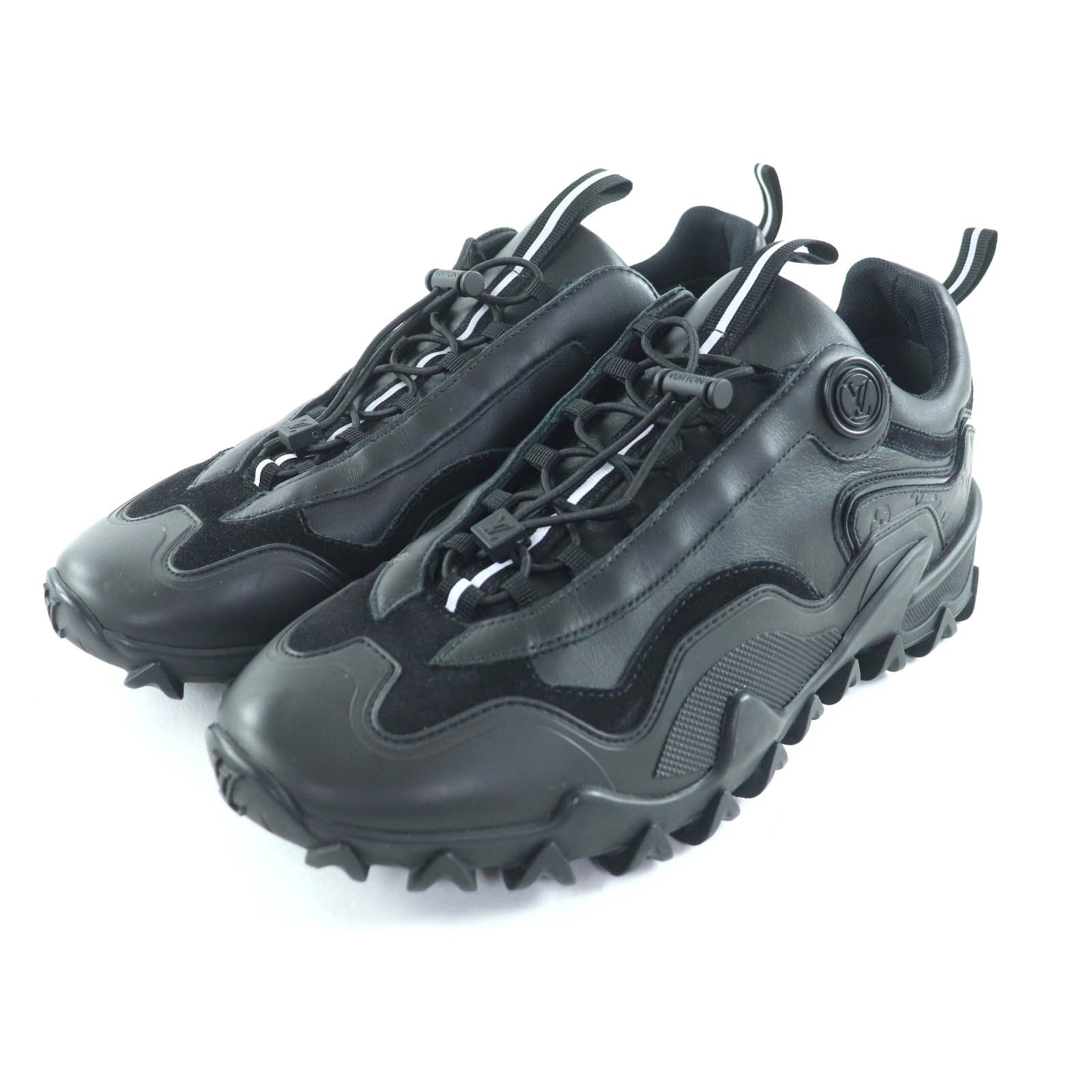 未使用品★LOUIS VUITTON ルイヴィトン ラッシュ・ライン LVラバーパッチ付 モノグラム レザー スニーカー ブラック 37 箱・保存袋付き 未使用品☆LOUIS VUITTON ルイヴィトン ラッシュ・ライン LVラバー