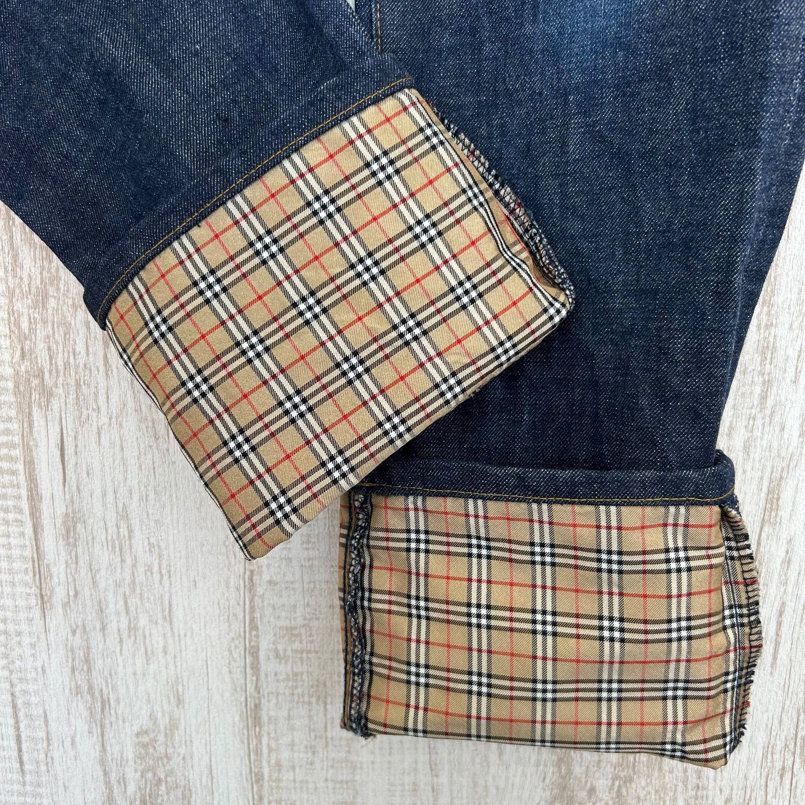 【希少】バーバリーブルーレーベル　ノバチェック　デニム　ポンチョ　金ボタン BURBERRY BLUE LABEL バーバリーブルーレーベル ホースロゴボタン ノバ