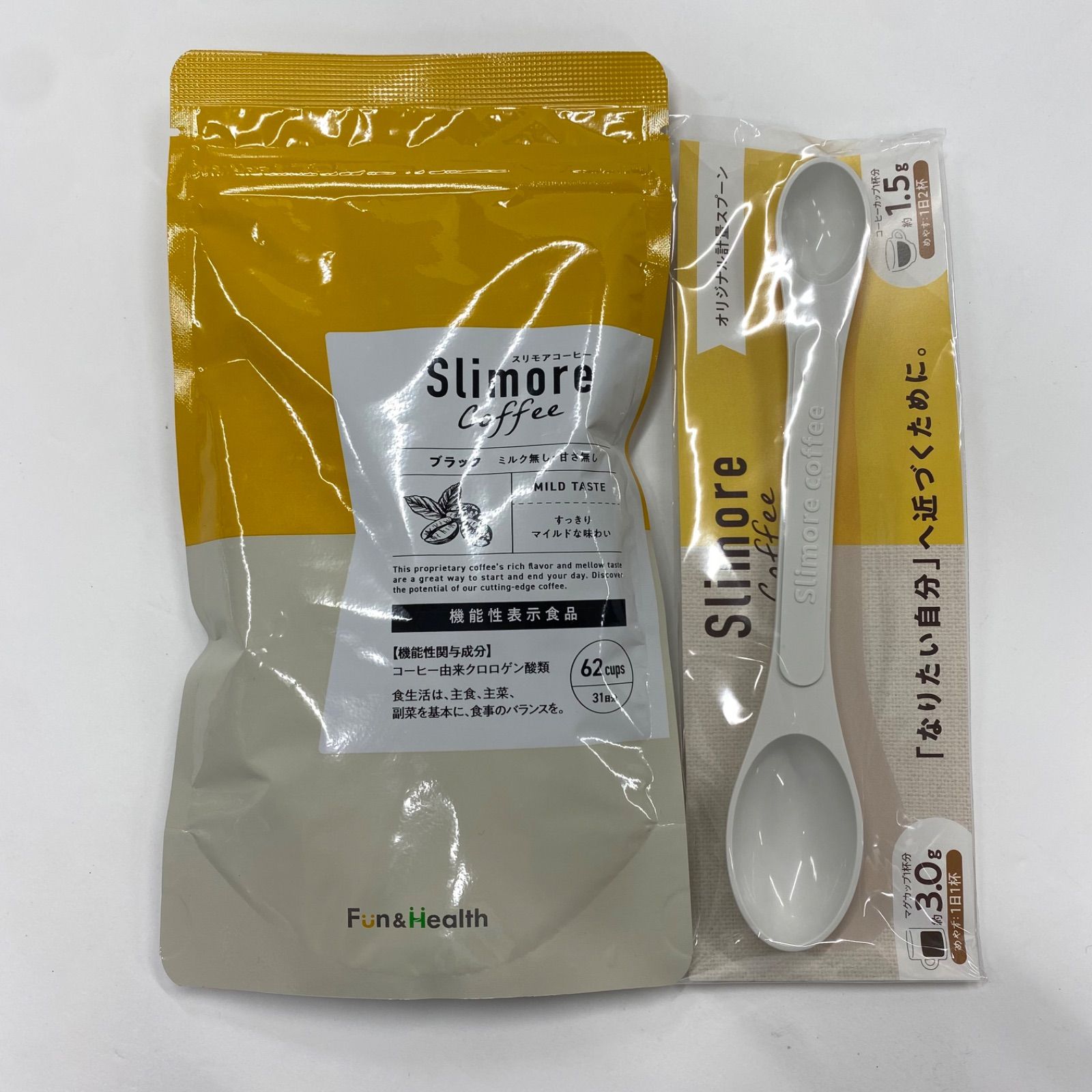 新品スリモアコーヒー五点セット＋オリジナル軽量スプーン付き A7784 K 新日本製薬 Slimore Coffee スリモアコーヒー 93g、オリジナル