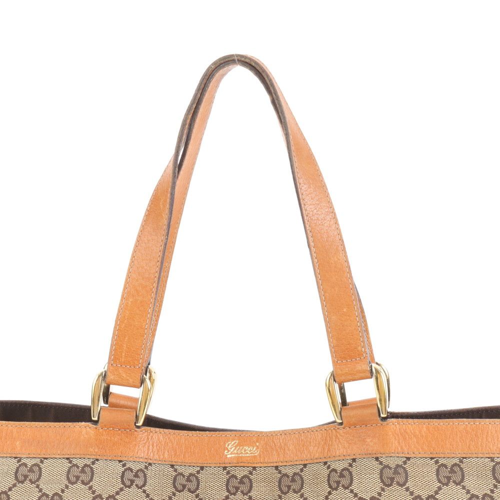 美品 グッチ GG キャンバス アビー 141472 レザー トート バッグ